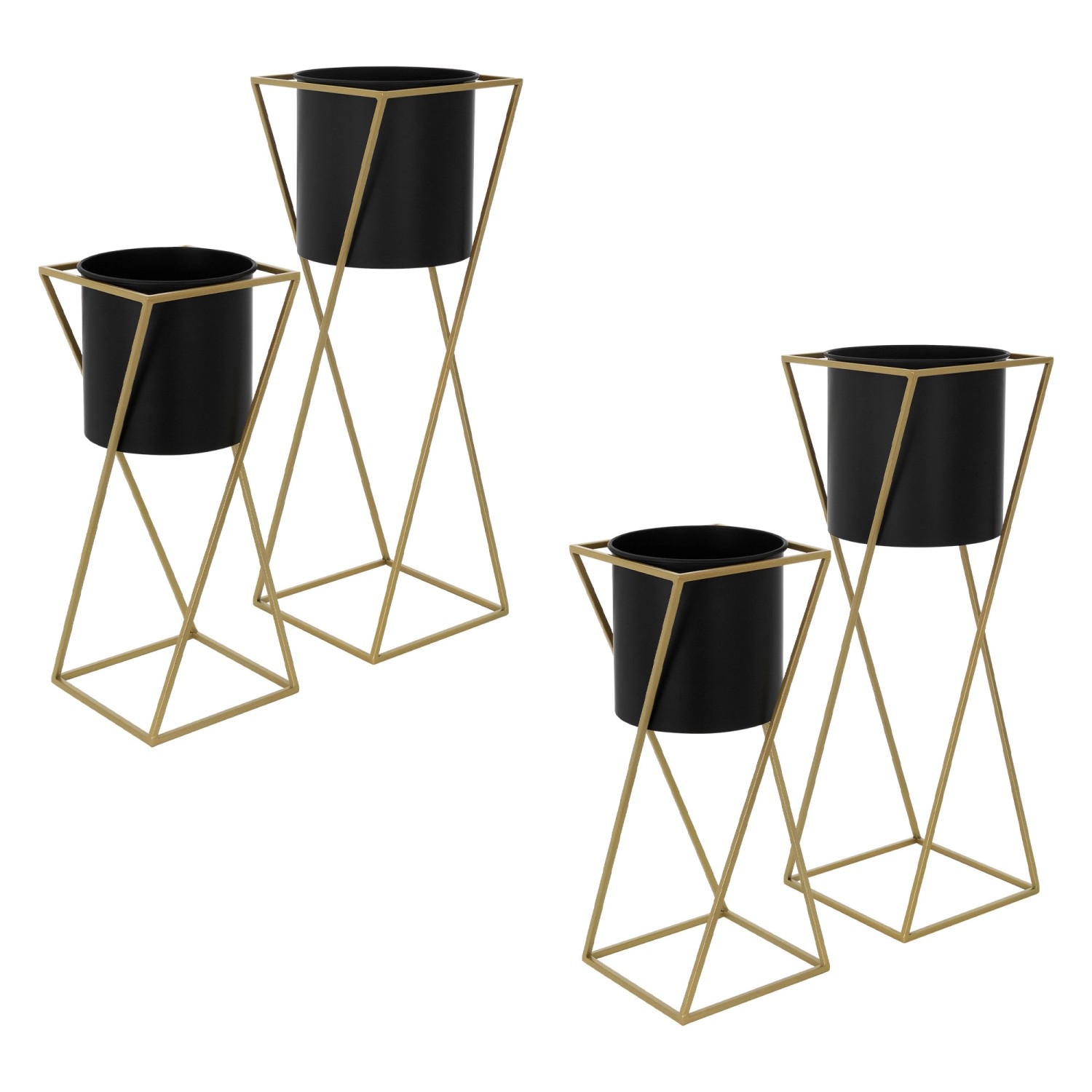 ML-Design Blumenständer 4Er Set Schwarz-Gold 21x21x51 cm 24x24x70,5 cm aus günstig online kaufen