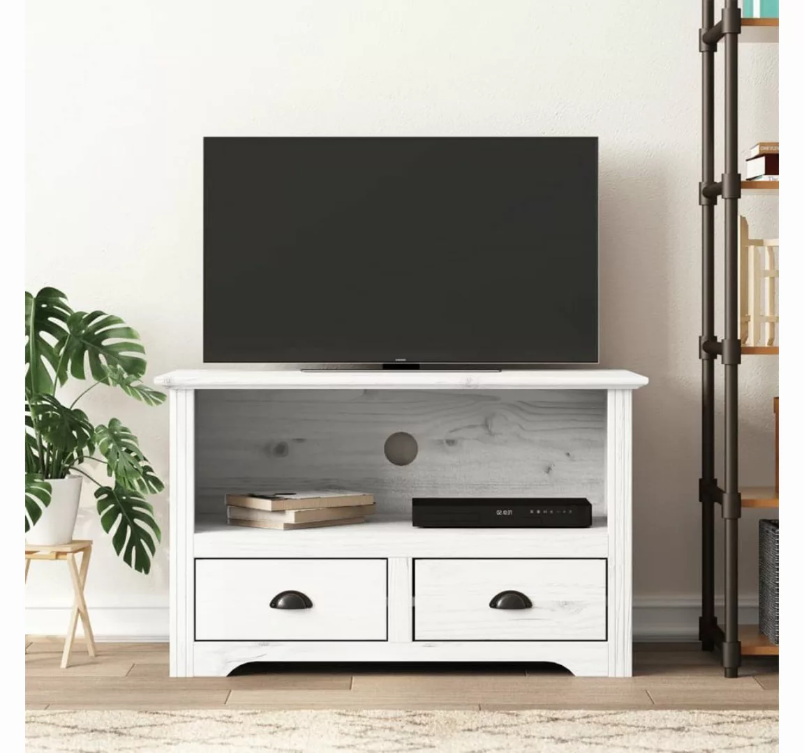 furnicato TV-Schrank mit 2 Schubladen Weiß 91x43x56 cm Massivholz Kiefer günstig online kaufen