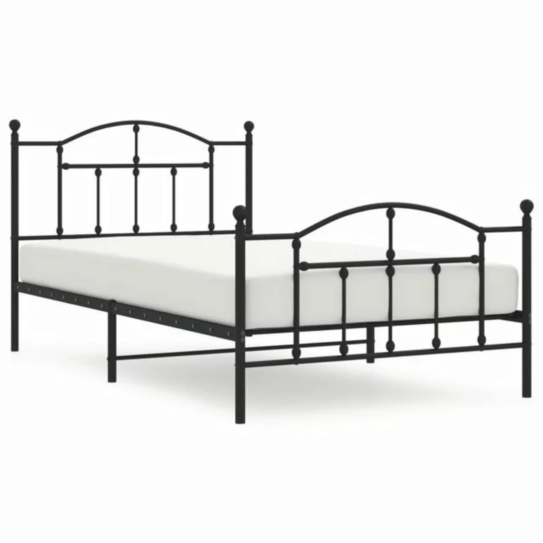 furnicato Bett Bettgestell mit Kopf- und Fußteil Metall Schwarz 100x200 cm günstig online kaufen