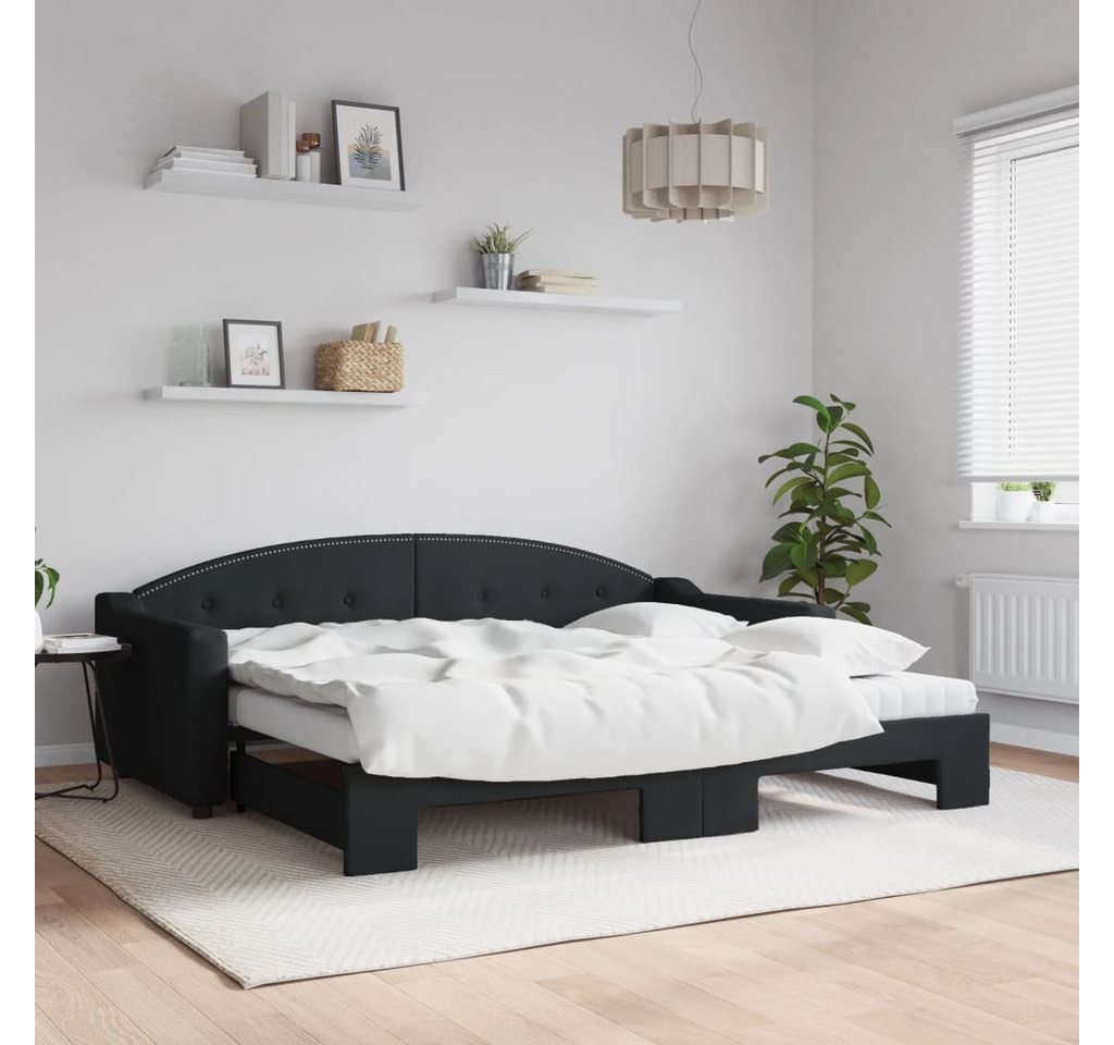 vidaXL Gästebett Gästebett Tagesbett Ausziehbar mit Matratzen Schwarz 90x20 günstig online kaufen