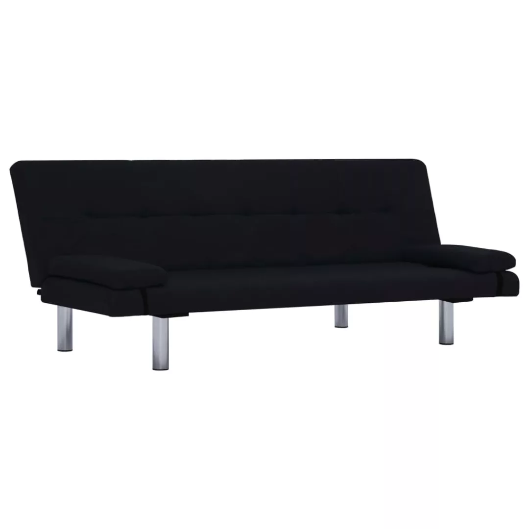 Schlafsofa Mit Zwei Kissen Schwarz Polyester günstig online kaufen