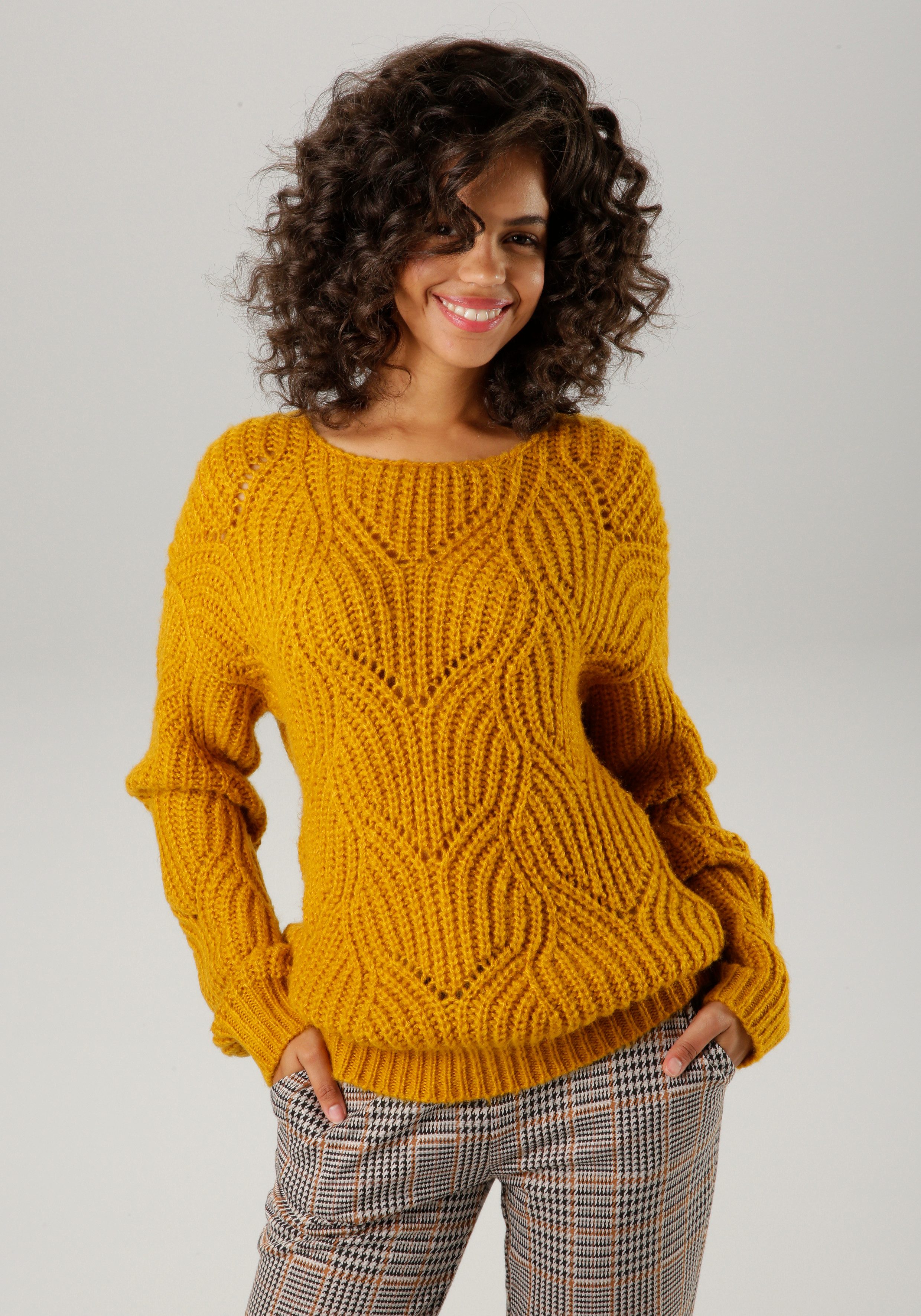 Aniston CASUAL Strickpullover, im dezenten, extravaganten Ajour-Strick-Must günstig online kaufen