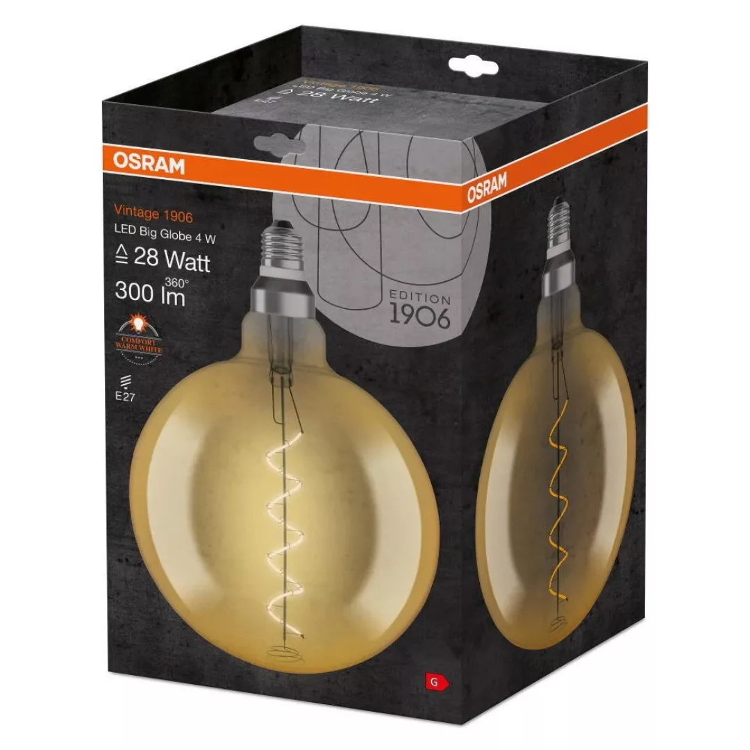 Osram LED Lampe ersetzt 28W E27 Globe - G200 in Gold 4W 300lm 2000K 1er Pac günstig online kaufen