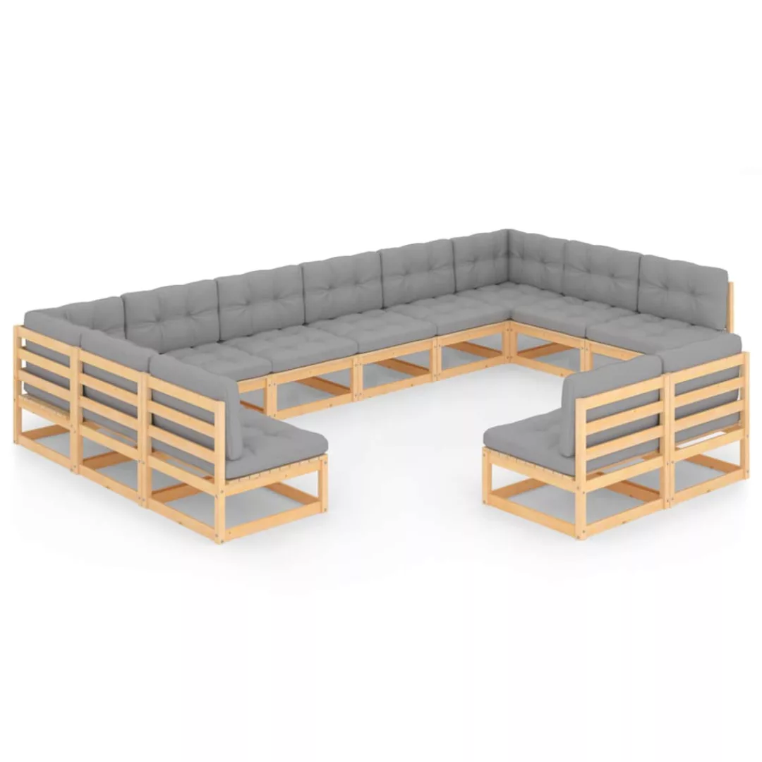 12-tlg. Garten-lounge-set Mit Kissen Kiefer Massivholz günstig online kaufen