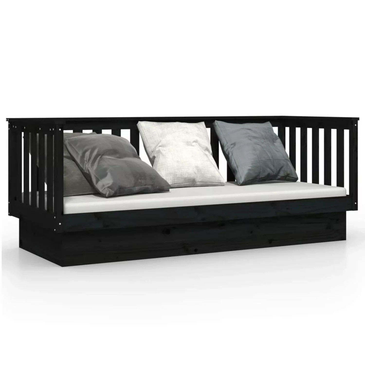 vidaXL Gästebett Gästebett Tagesbett Schwarz 90x190 cm Massivholz Kiefer Be günstig online kaufen