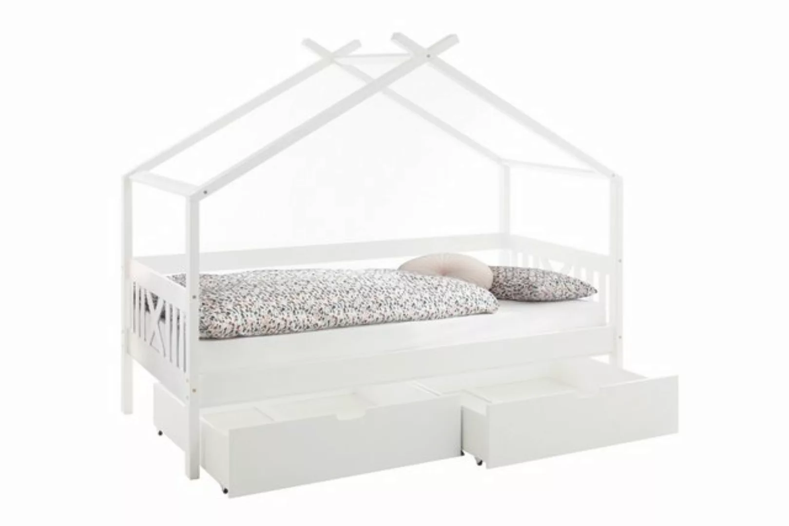 Begabino Kinderbett 2 Bettkästen, weiss lackiert, Kiefer massiv - 207x170x9 günstig online kaufen