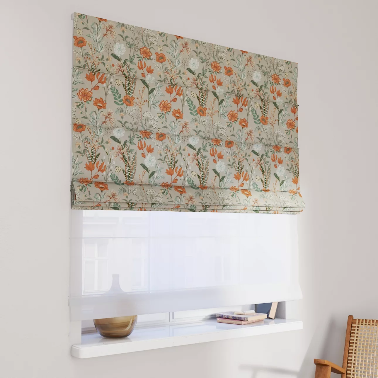 Dekoria Doppelraffrollo Duo, grau-orange-grün, 50 x 60 cm günstig online kaufen