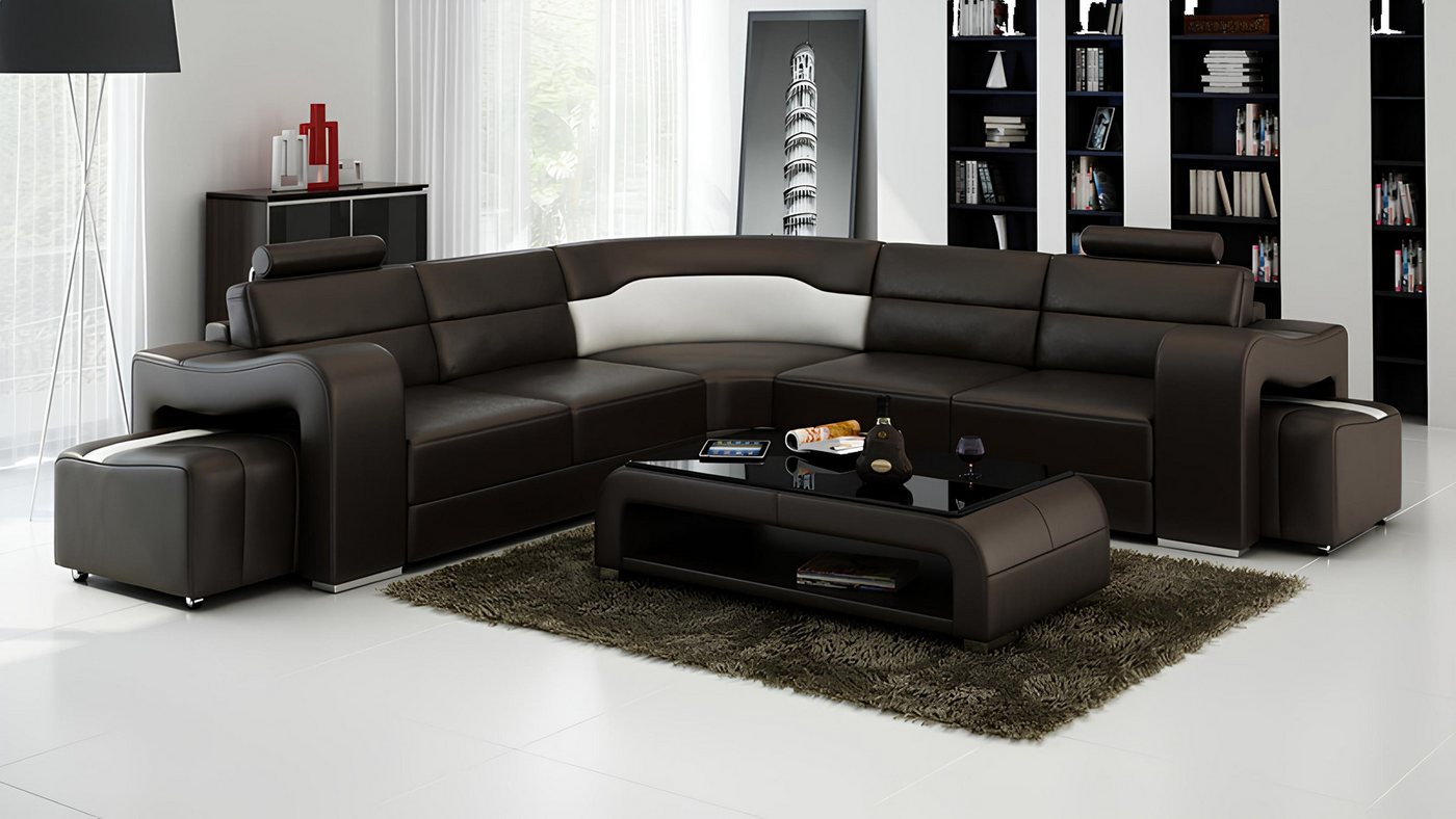 Xlmoebel Sofa Leder-Sitzmöbel Wohnzimmer-Sofa Eckcouch Eckgarnitur modernes günstig online kaufen