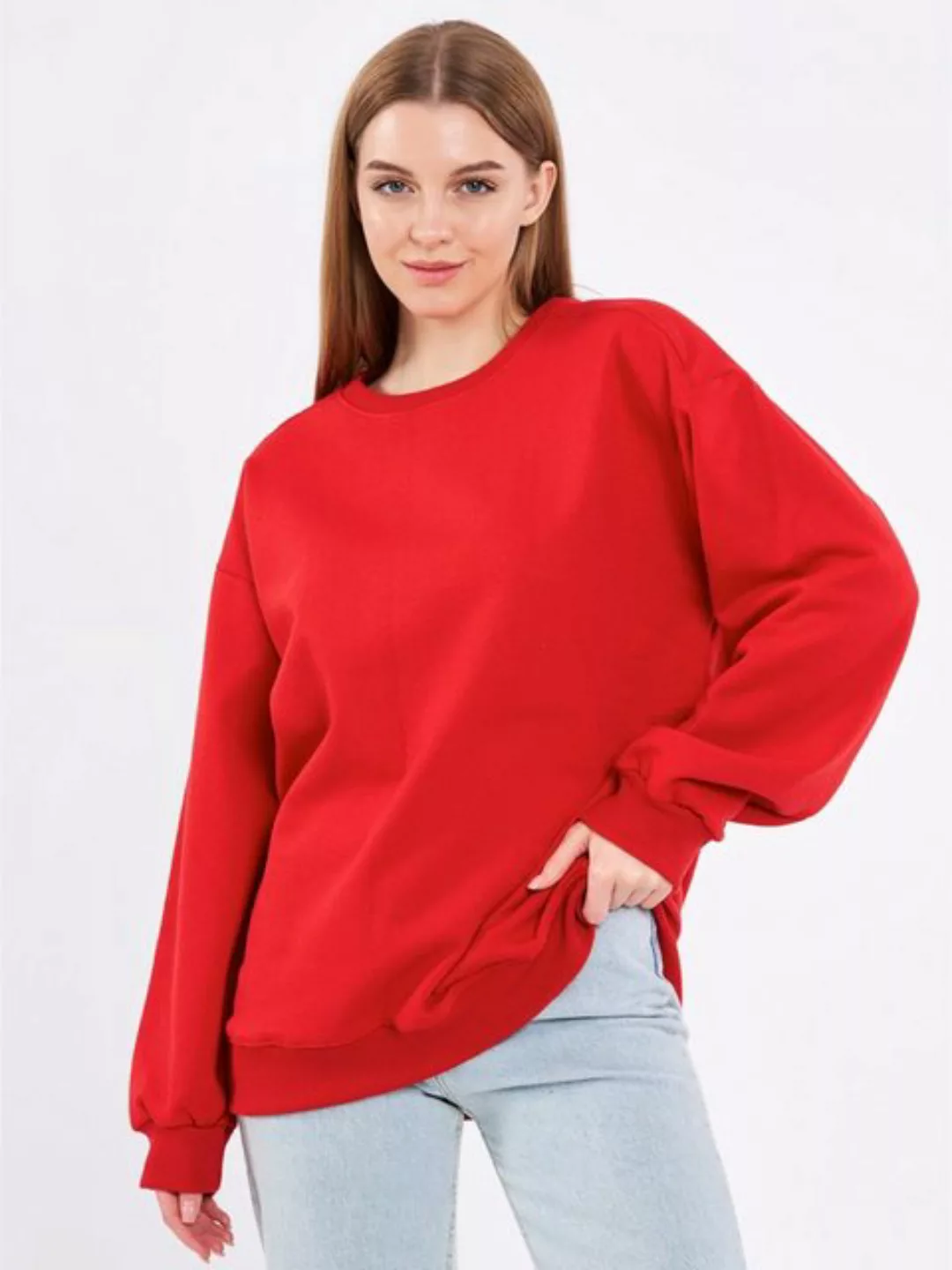 COMEOR Sweatshirt Damen Oversize Pullover Langarm Baumwolle günstig online kaufen