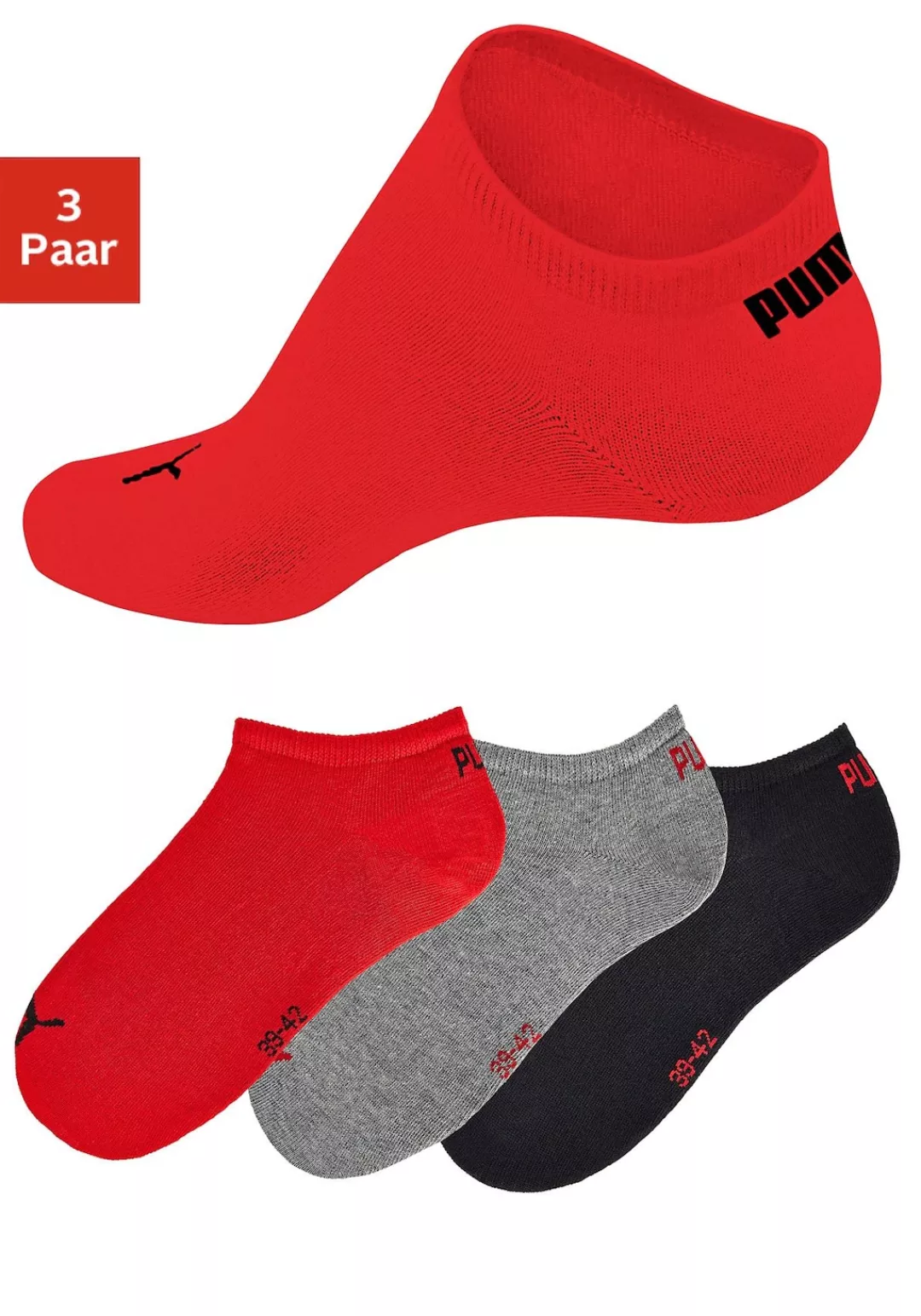 PUMA Sneakersocken, (3 Paar), mit eingestricktem Markenlogo günstig online kaufen