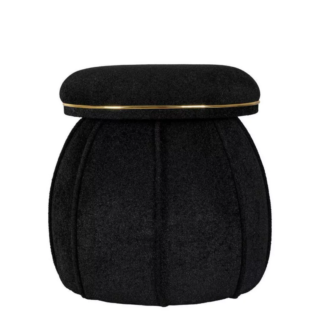 Sitzhocker in Schwarz Webplüsch günstig online kaufen