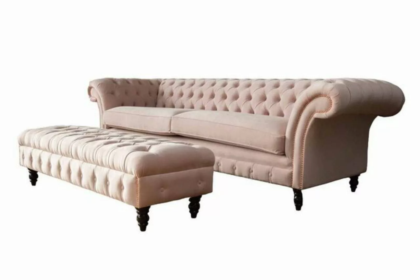 JVmoebel Sofa Sofa 4 Sitzer Hocker Couch Polster Chesterfield Sitz Textil S günstig online kaufen