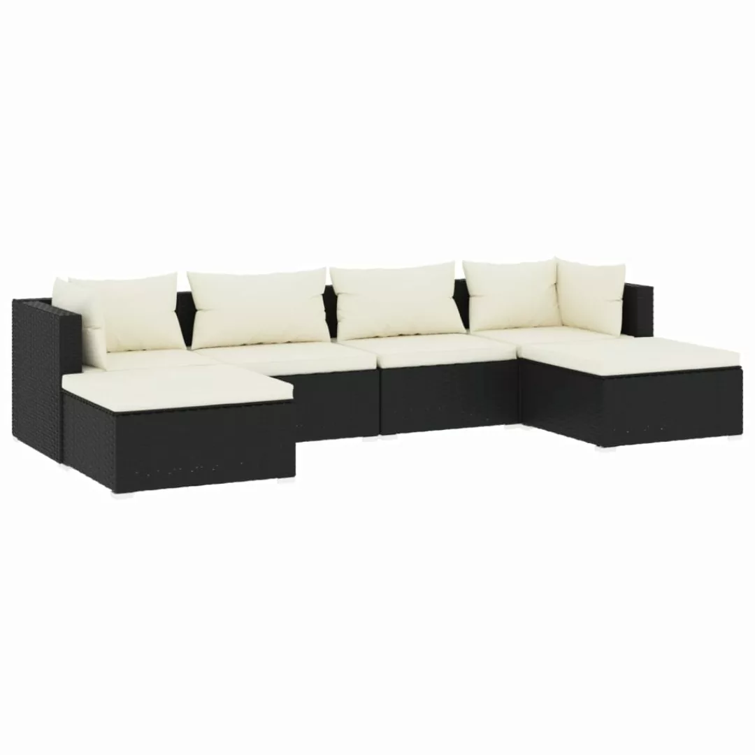 Vidaxl 6-tlg. Garten-lounge-set Mit Kissen Poly Rattan Schwarz günstig online kaufen