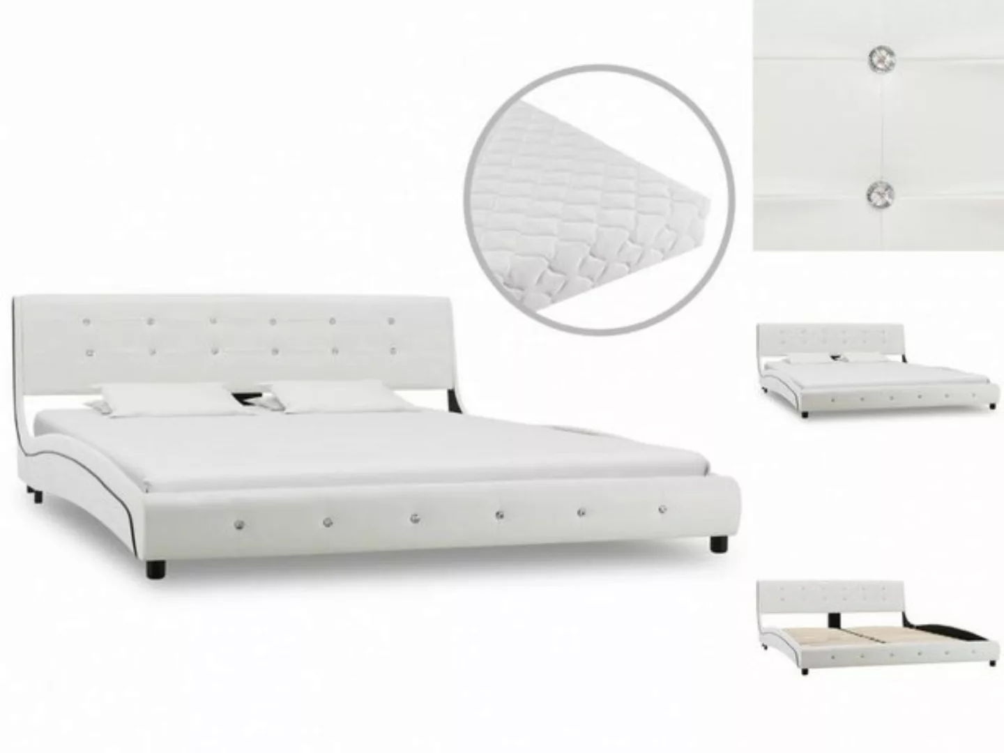 Bett Mit Matratze Weiß Kunstleder 160 X 200 Cm günstig online kaufen