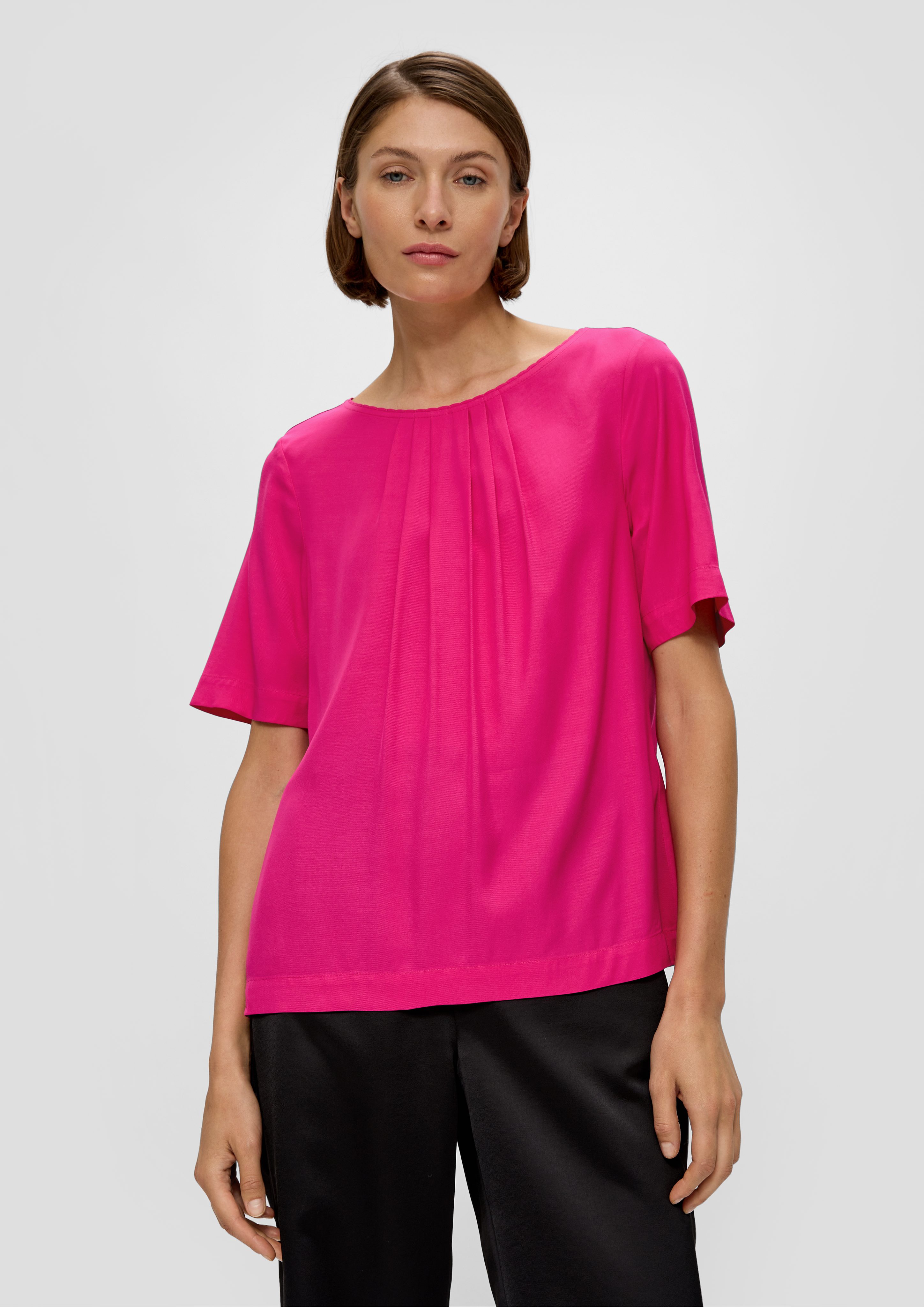 s.Oliver BLACK LABEL Kurzarmbluse Twillbluse aus günstig online kaufen