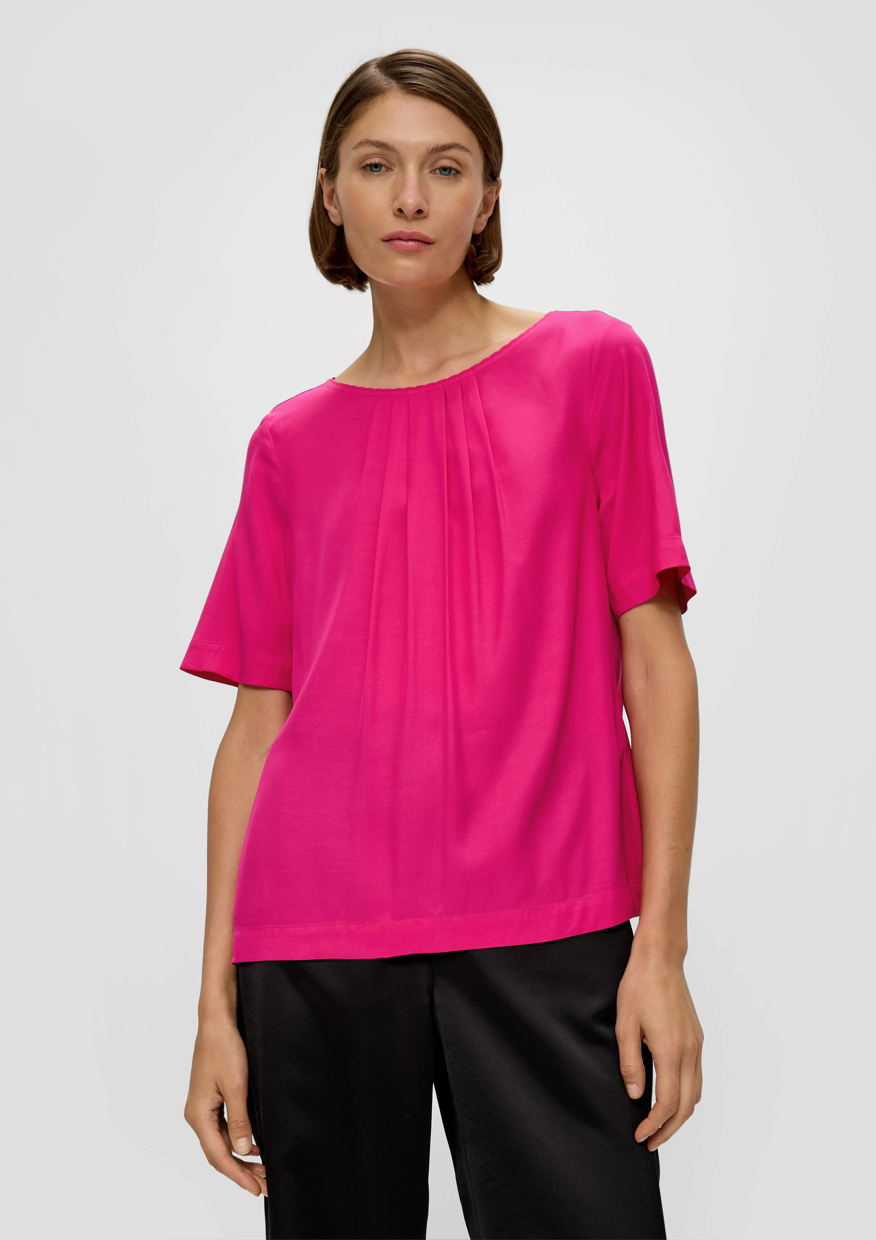 s.Oliver BLACK LABEL Kurzarmbluse Twillbluse aus günstig online kaufen