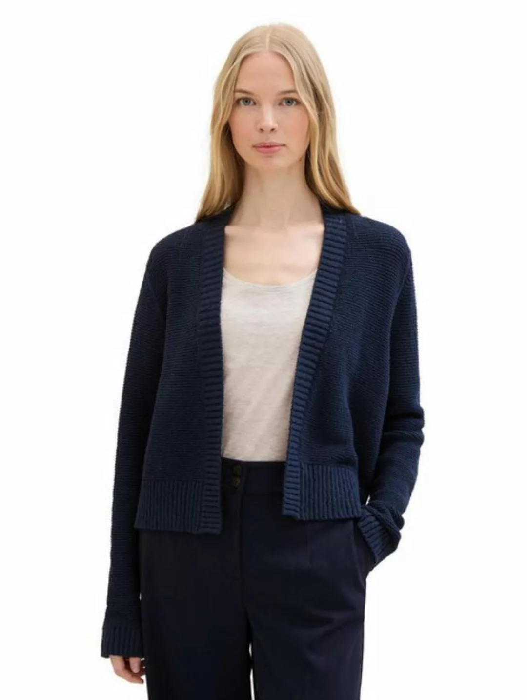 TOM TAILOR Strickjacke knit structured cardigan, sky captain blue günstig online kaufen