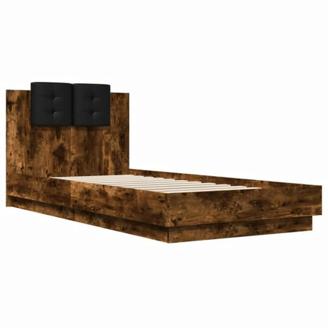 furnicato Bettgestell mit Kopfteil Räuchereiche 90x200 cm Holzwerkstoff (1- günstig online kaufen