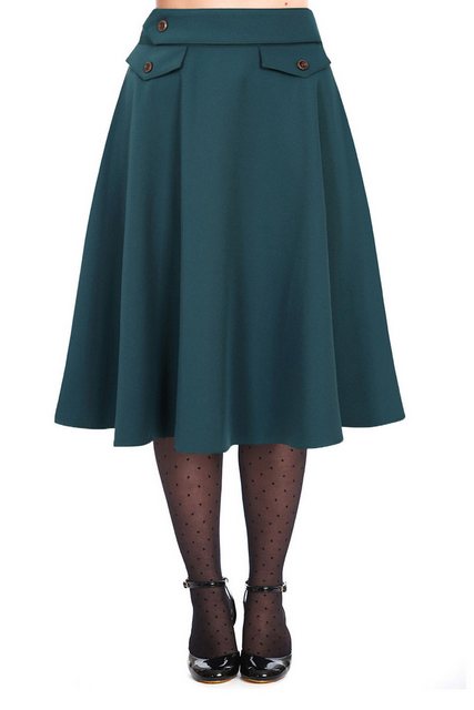 Banned A-Linien-Rock Book Club Teal Retro Vintage Swing Skirt günstig online kaufen