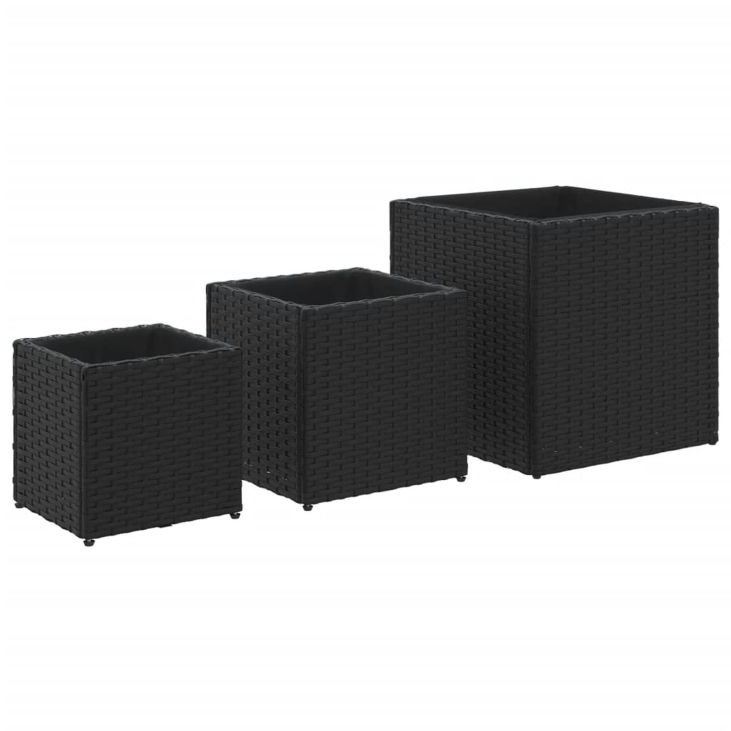 vidaXL Pflanzkübel 3 Stk Schwarz Poly Rattan 2107784 günstig online kaufen