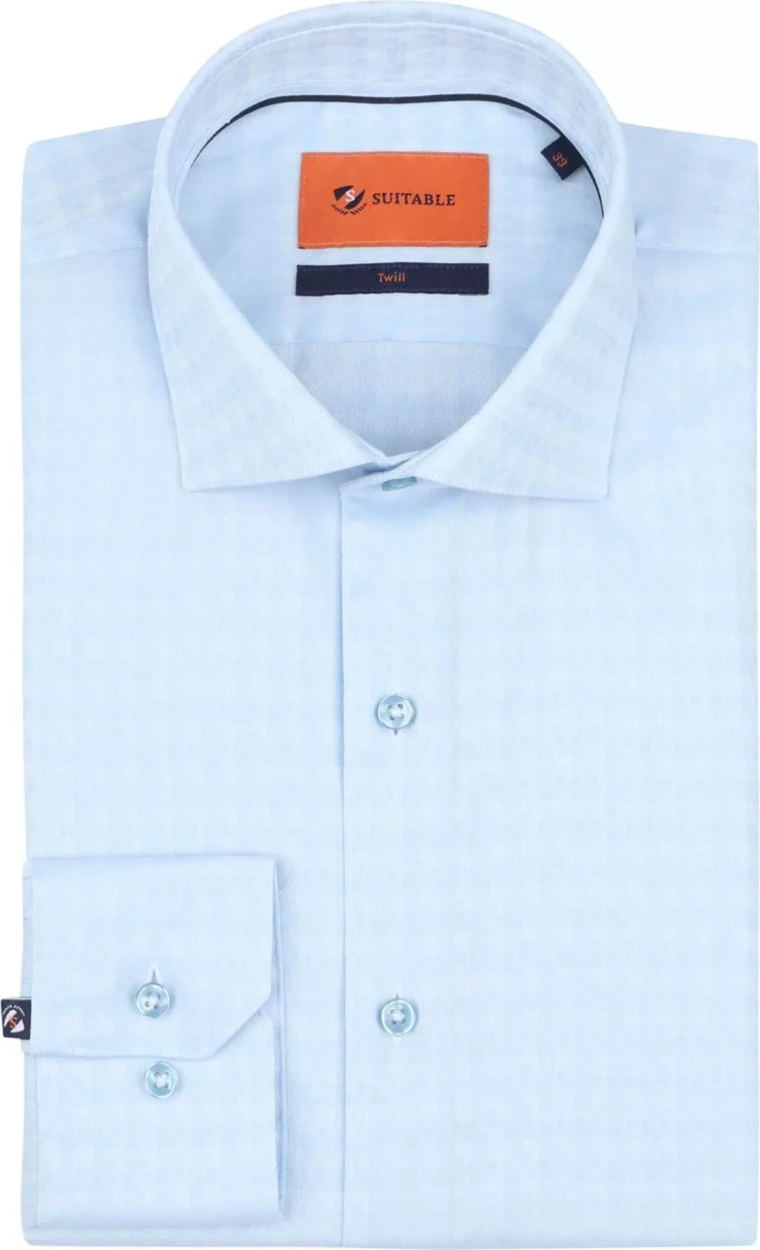 Suitable Hemd Twill Druck Hellblau - Größe 42 günstig online kaufen