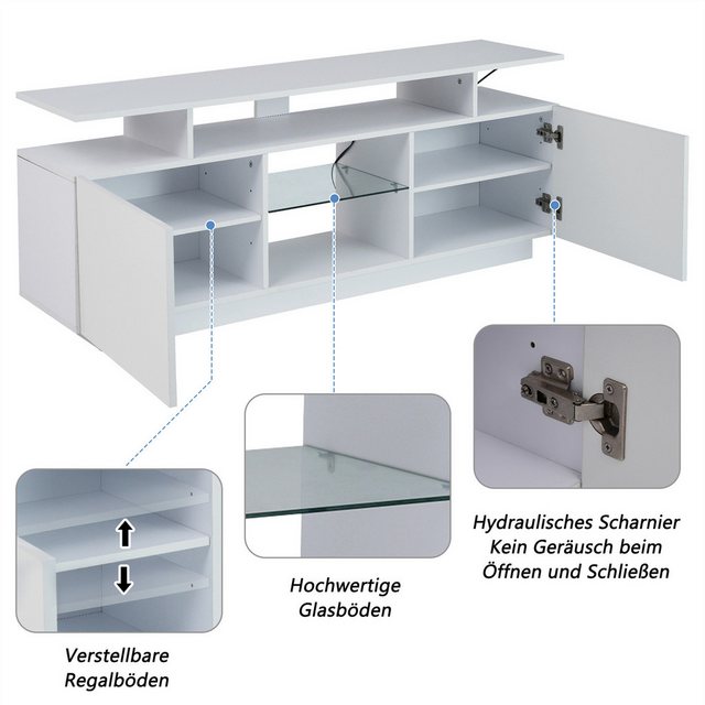 autolock TV-Schrank Moderner TV-Ständer mit 16-farbigen LED-Leuchten für 60 günstig online kaufen