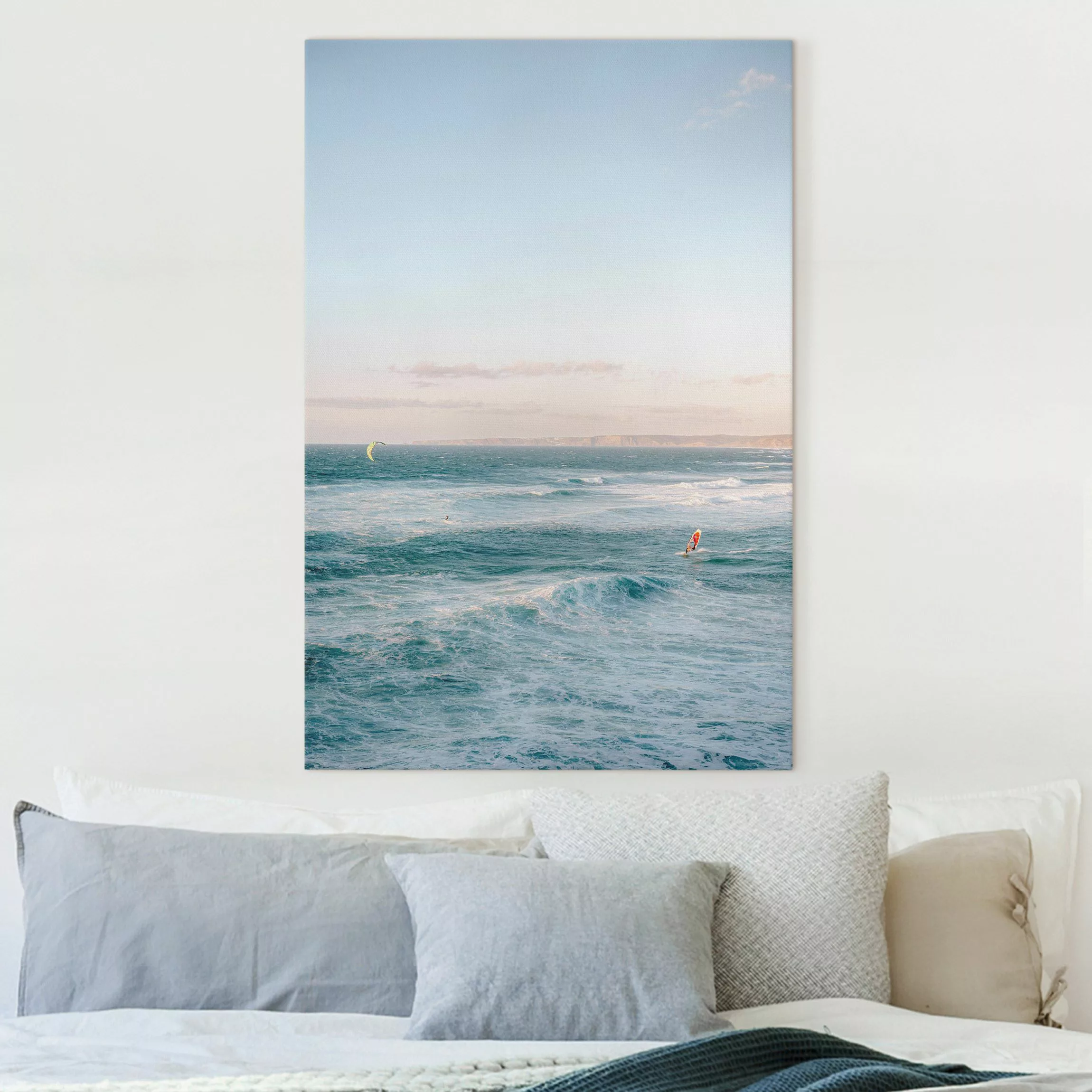 Leinwandbild Windsurfen in Pastell günstig online kaufen