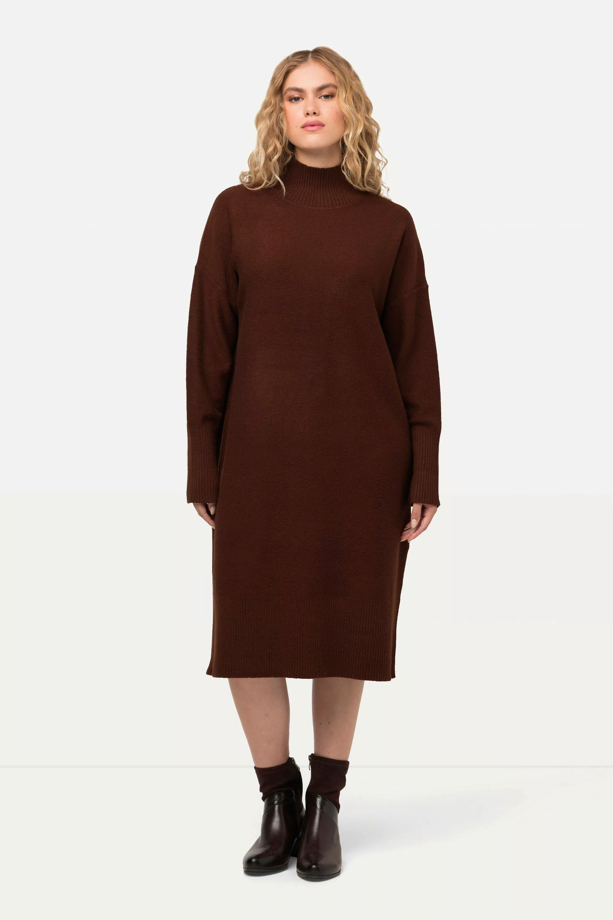 Ulla Popken Midikleid Strickkleid Oversized Stehkragen günstig online kaufen