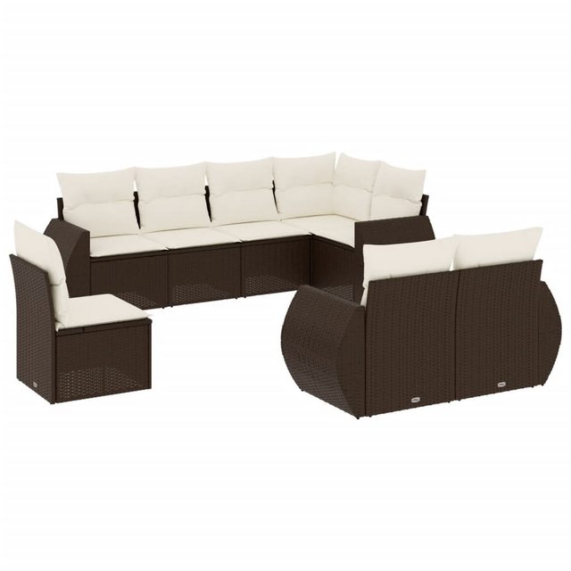 vidaXL Sofaelement 8-tlg. Garten-Sofagarnitur mit Kissen Braun Poly Rattan günstig online kaufen