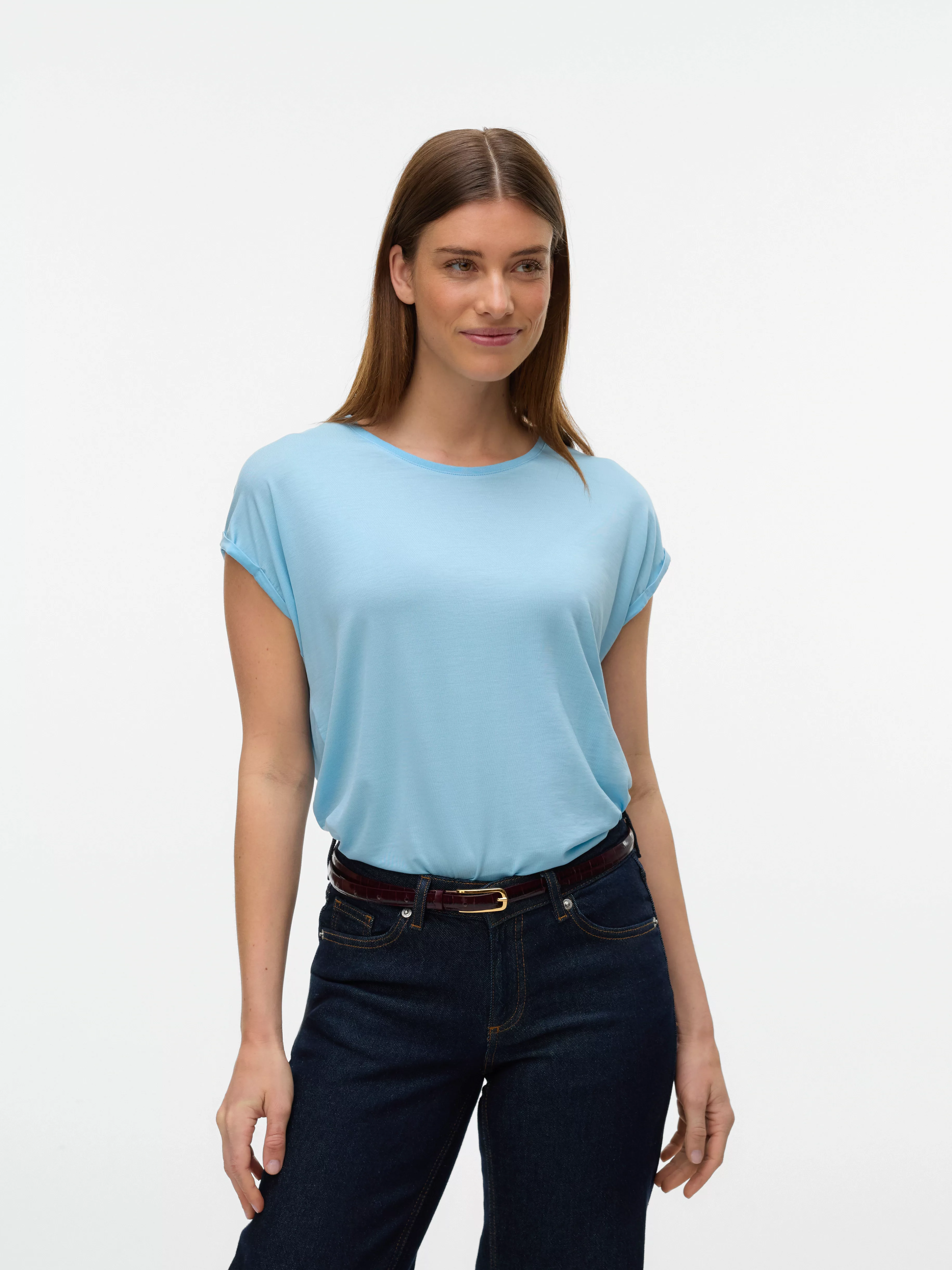 Vero Moda Rundhalsshirt "VMAVA PLAIN SS TOP GAJRS NOOS" günstig online kaufen