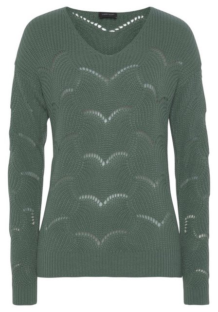 Laura Scott V-Ausschnitt-Pullover mit modischem Strickmuster - NEUE FARBEN günstig online kaufen