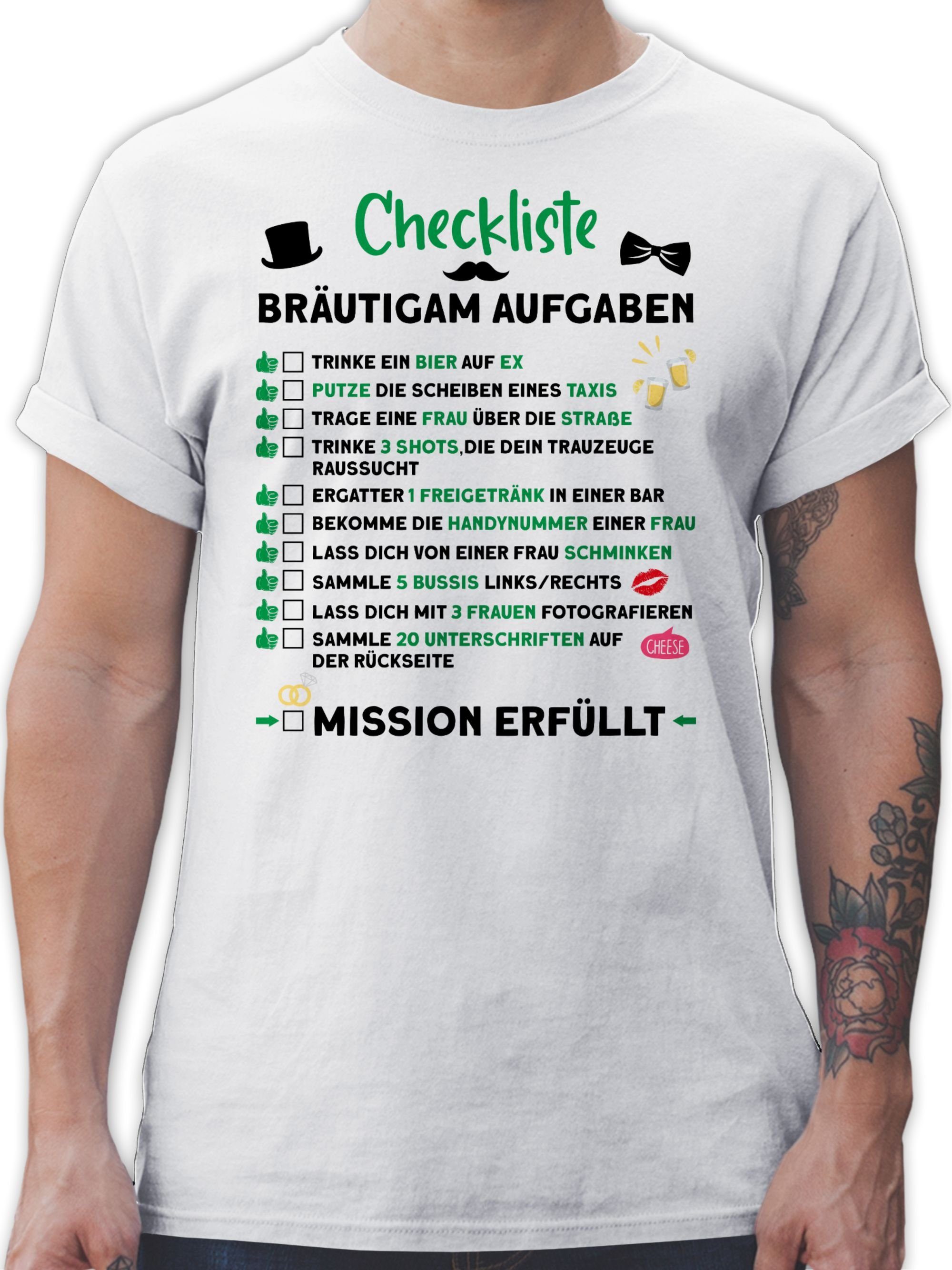 Shirtracer T-Shirt Checkliste Bräutigam Aufgaben JGA günstig online kaufen
