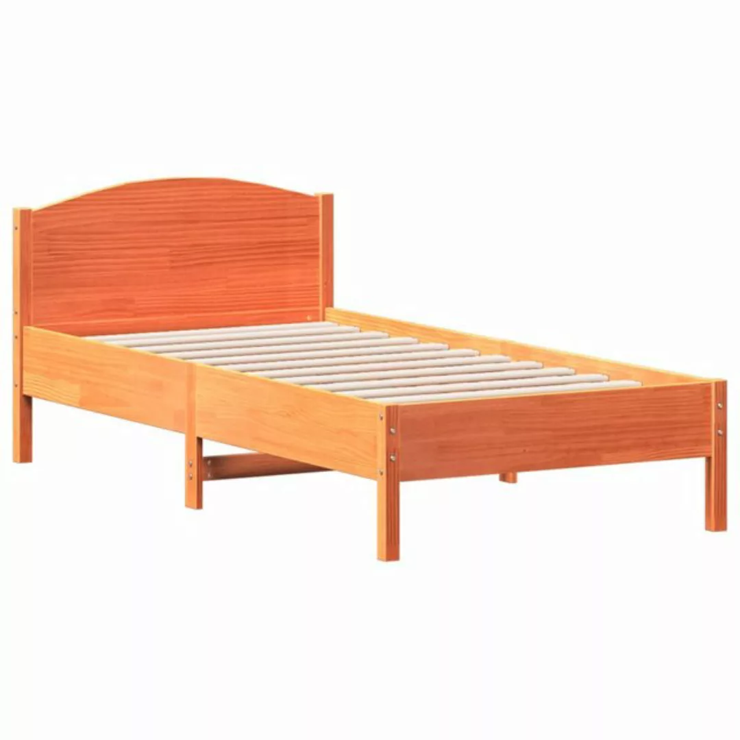 vidaXL Bett Massivholzbett mit Kopfteil Wachsbraun 90x190 cm Kiefer günstig online kaufen