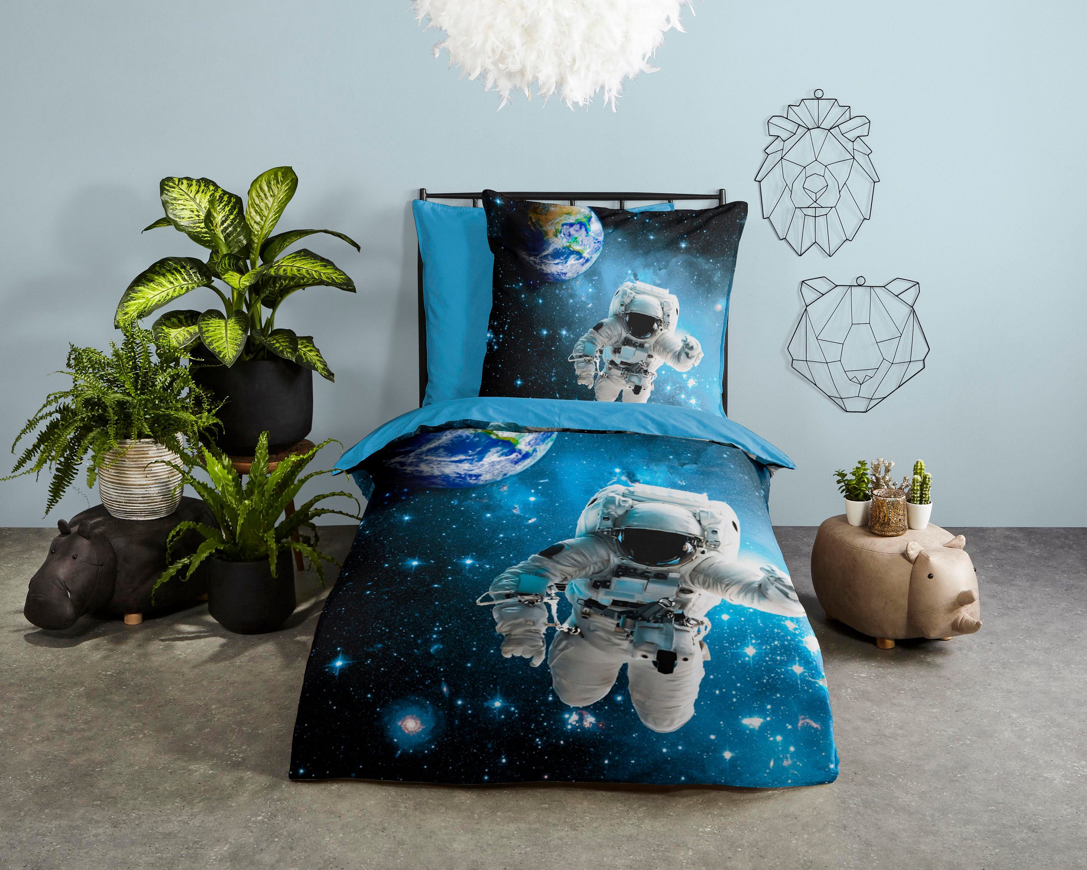 good morning Kinderbettwäsche Astronaut, Renforcé, 2 günstig online kaufen