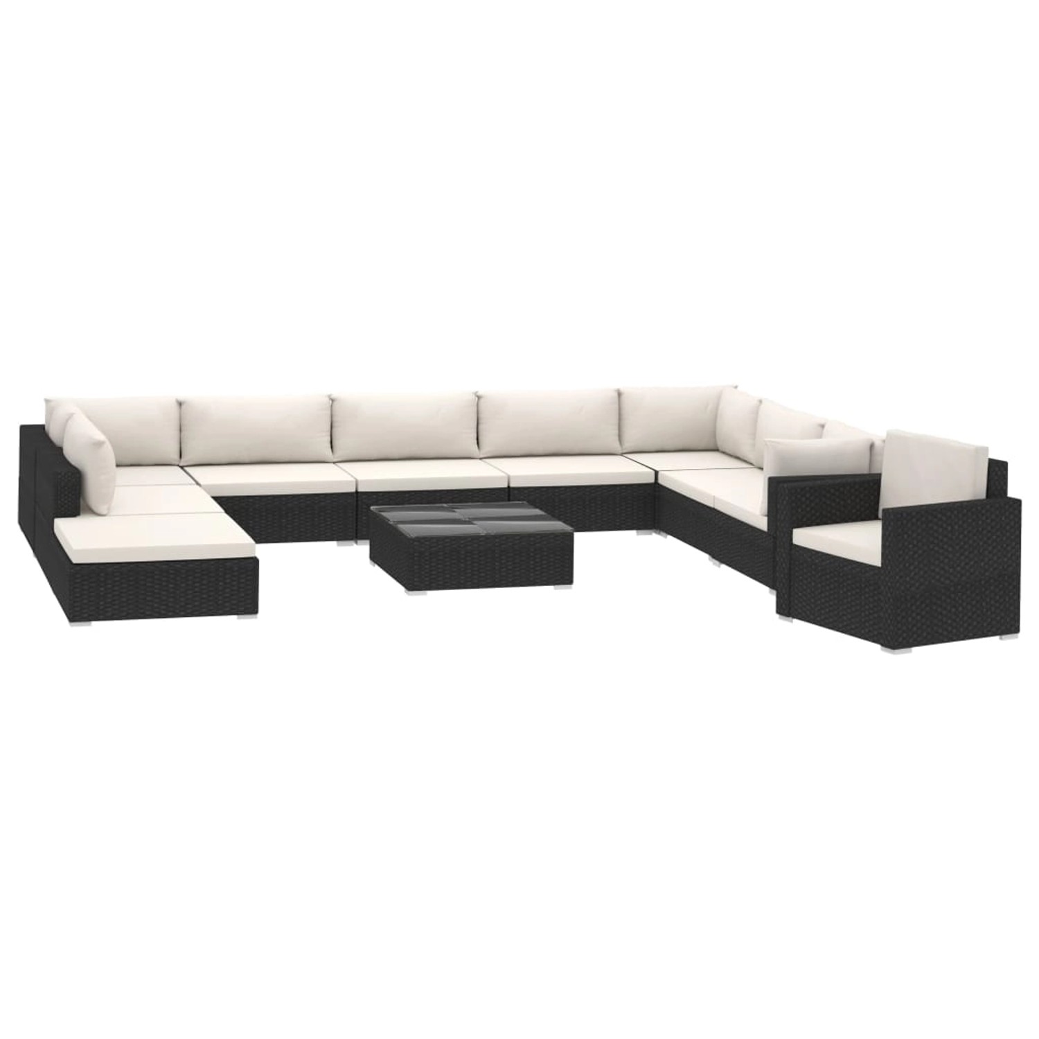 vidaXL 11-Tlg Garten-Lounge-Set mit Auflagen Poly Rattan Schwarz 46790 günstig online kaufen