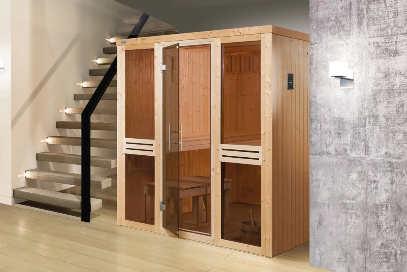 Weka Elementsauna Kaarina 2 Sparset 4,5 kW OS Glastür günstig online kaufen