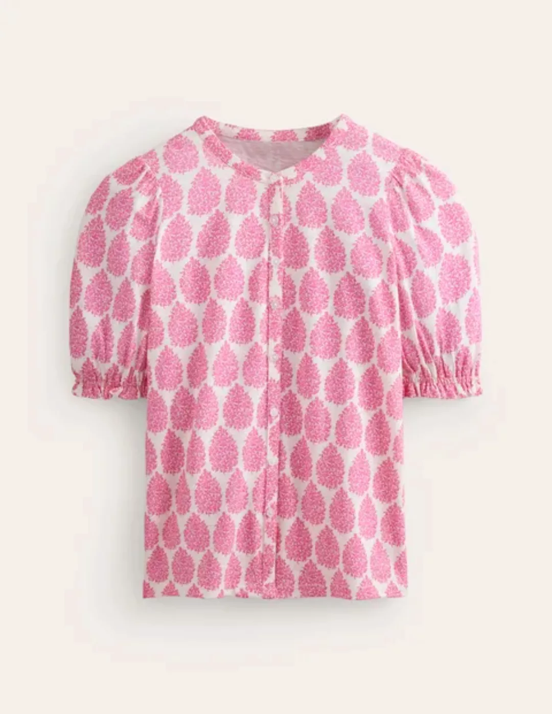 Dolly Jersey-Hemd mit Puffärmeln Damen Boden, Sangria Sunset Pink, Blümchen günstig online kaufen