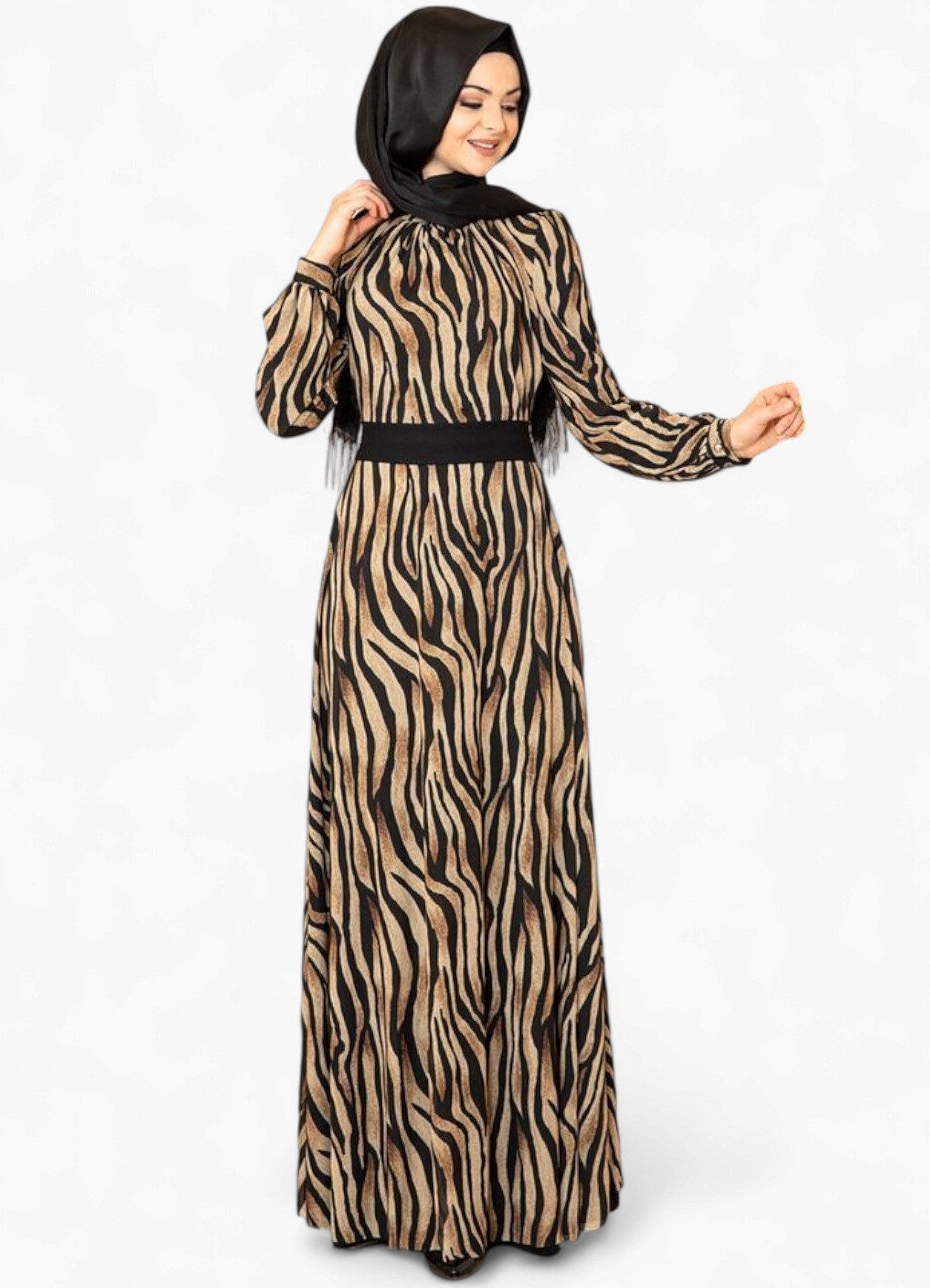 fashionshowcase Chiffonkleid Damen Abendkleid im Zebramuster günstig online kaufen