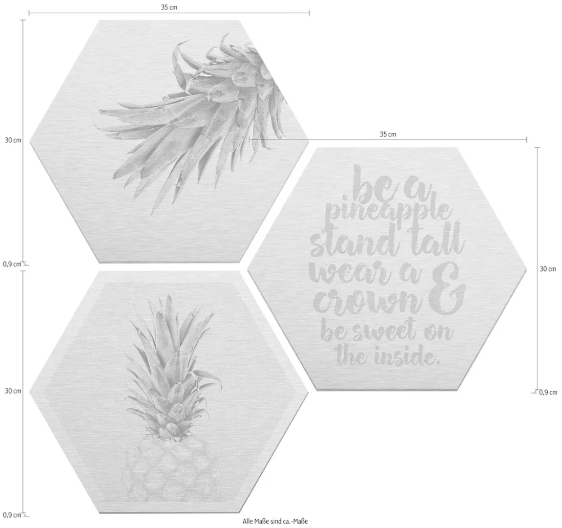 Wall-Art Metallbild »Ananas«, (Set), Metallposter Collage günstig online kaufen