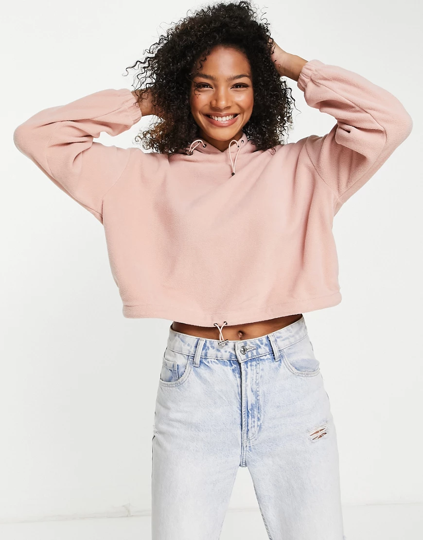 Brave Soul – Kelly – Fleece-Kapuzenpullover in Rosé-Rosa günstig online kaufen