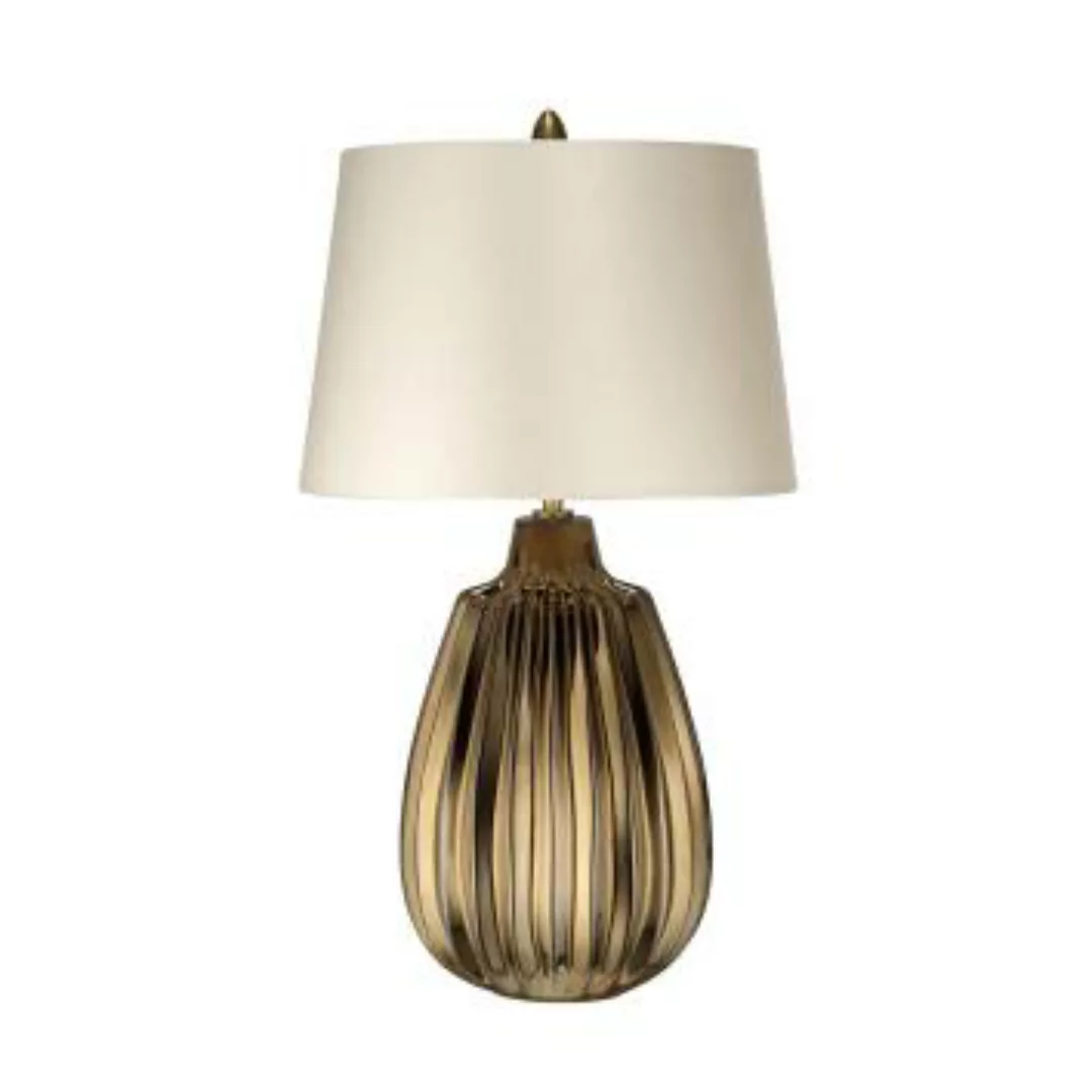 Tischlampe Weiß Bronze E27 55 cm Stoff Keramik günstig online kaufen