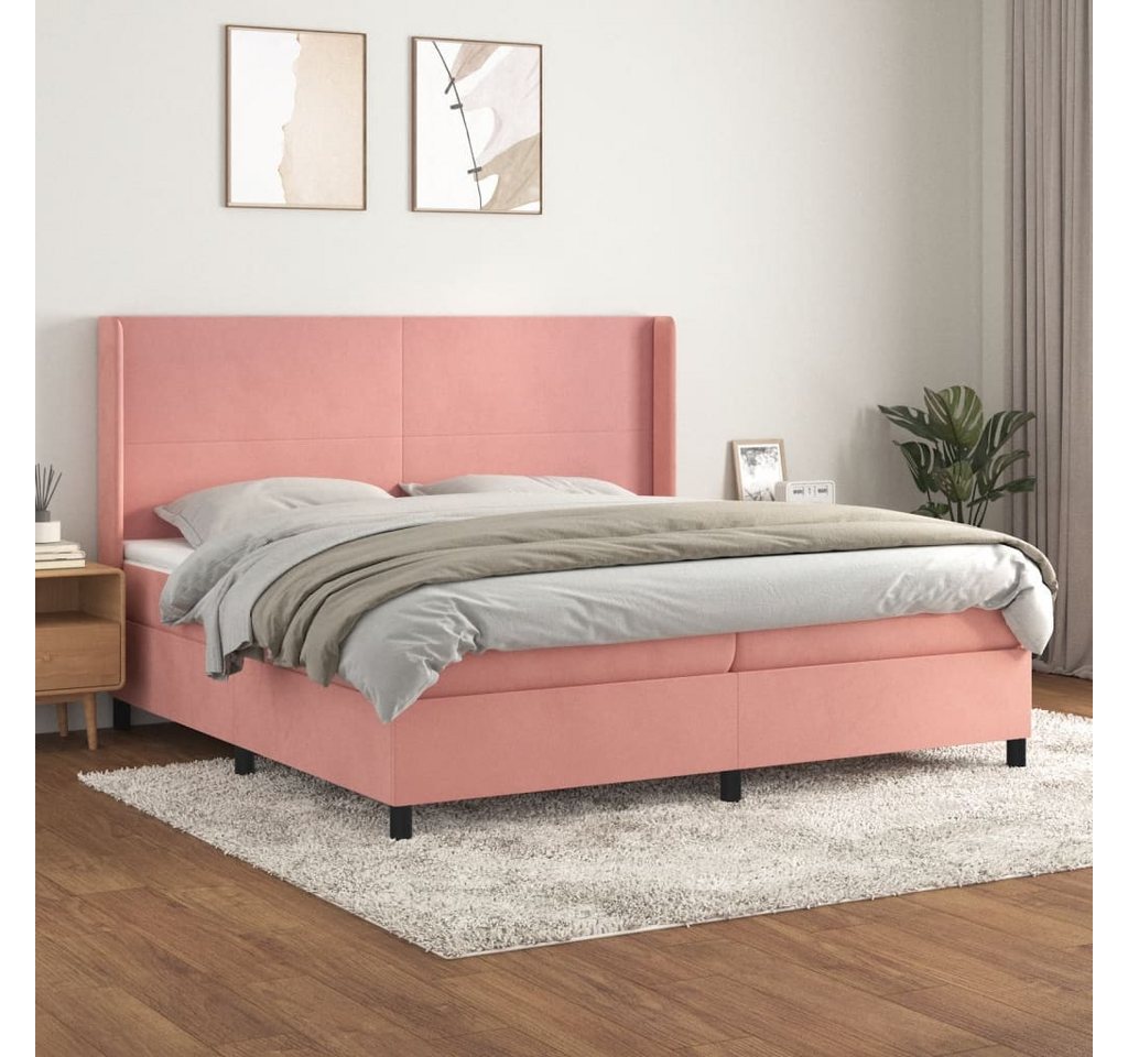 vidaXL Boxspringbett Boxspringbett mit Matratze Rosa 200x200 cm Samt Bett B günstig online kaufen