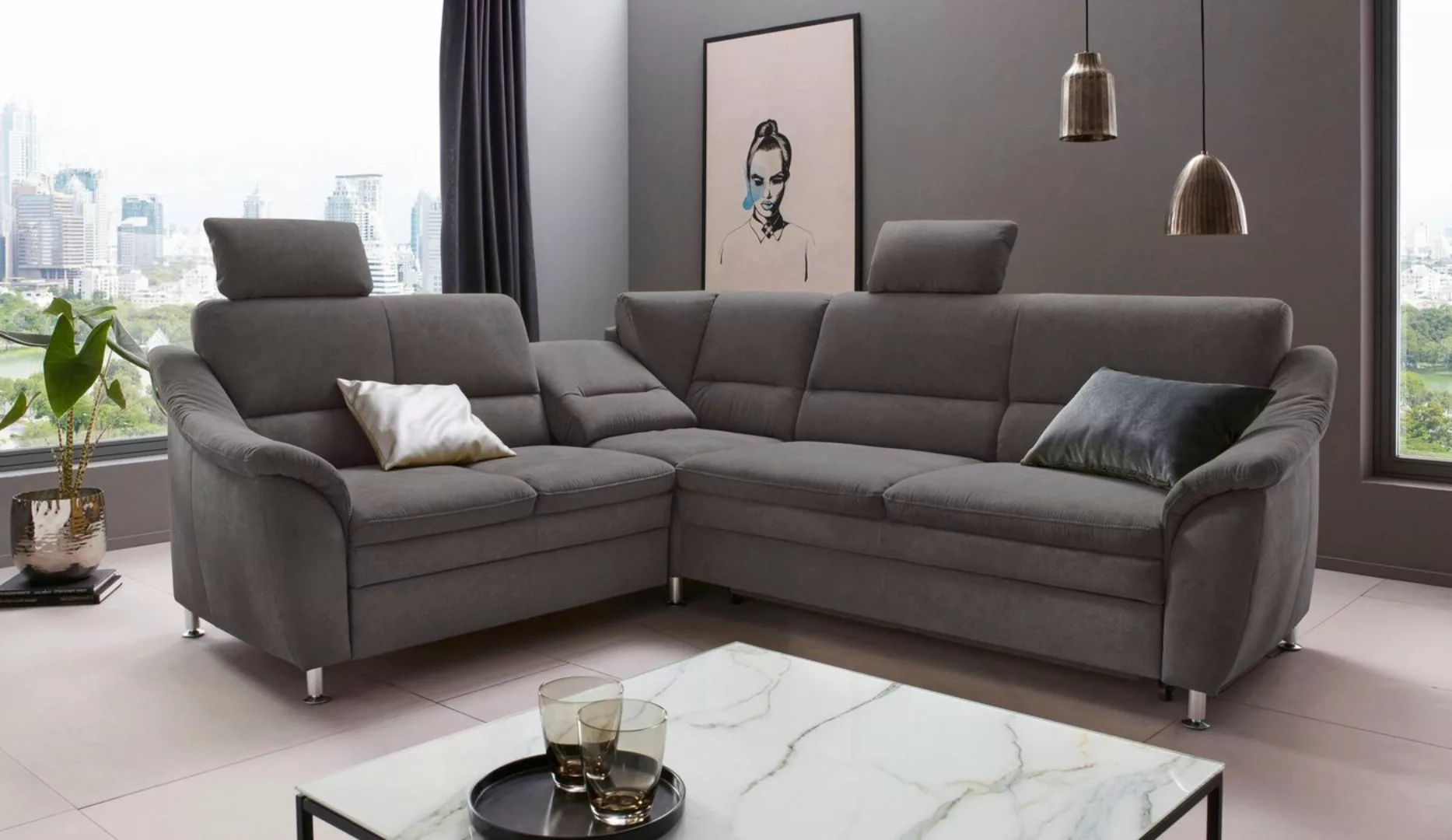 Places of Style Ecksofa Cardoso L-Form, Federkern, wahlweise mit Bett, Schu günstig online kaufen