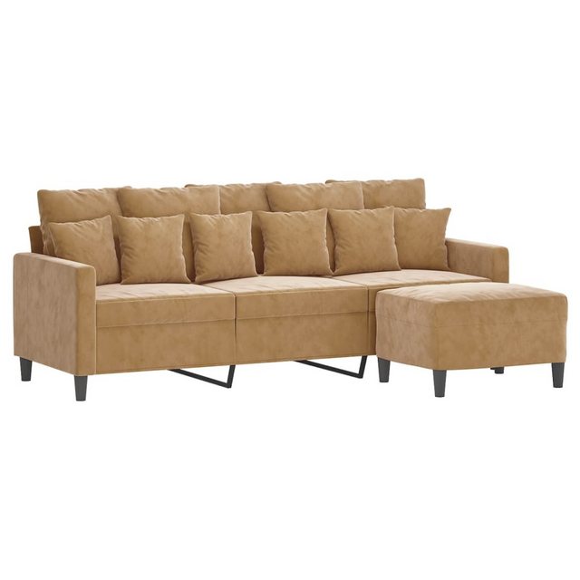 vidaXL Sofa 3-Sitzer-Sofa mit Hocker Braun 180 cm Samt günstig online kaufen