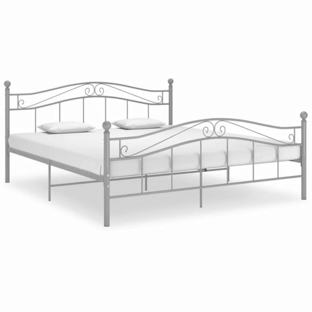 vidaXL Bettgestell Bett Grau Metall 200x200 cm Bettrahmen Bettgestell günstig online kaufen