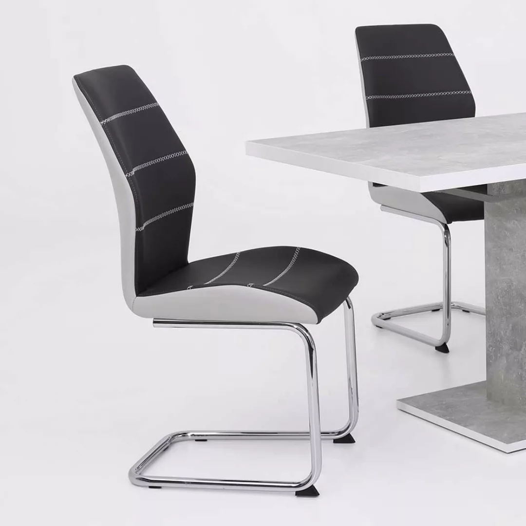 Schwingstuhl Set in dunkel Grau Kunstleder Metallgestell (Set) günstig online kaufen