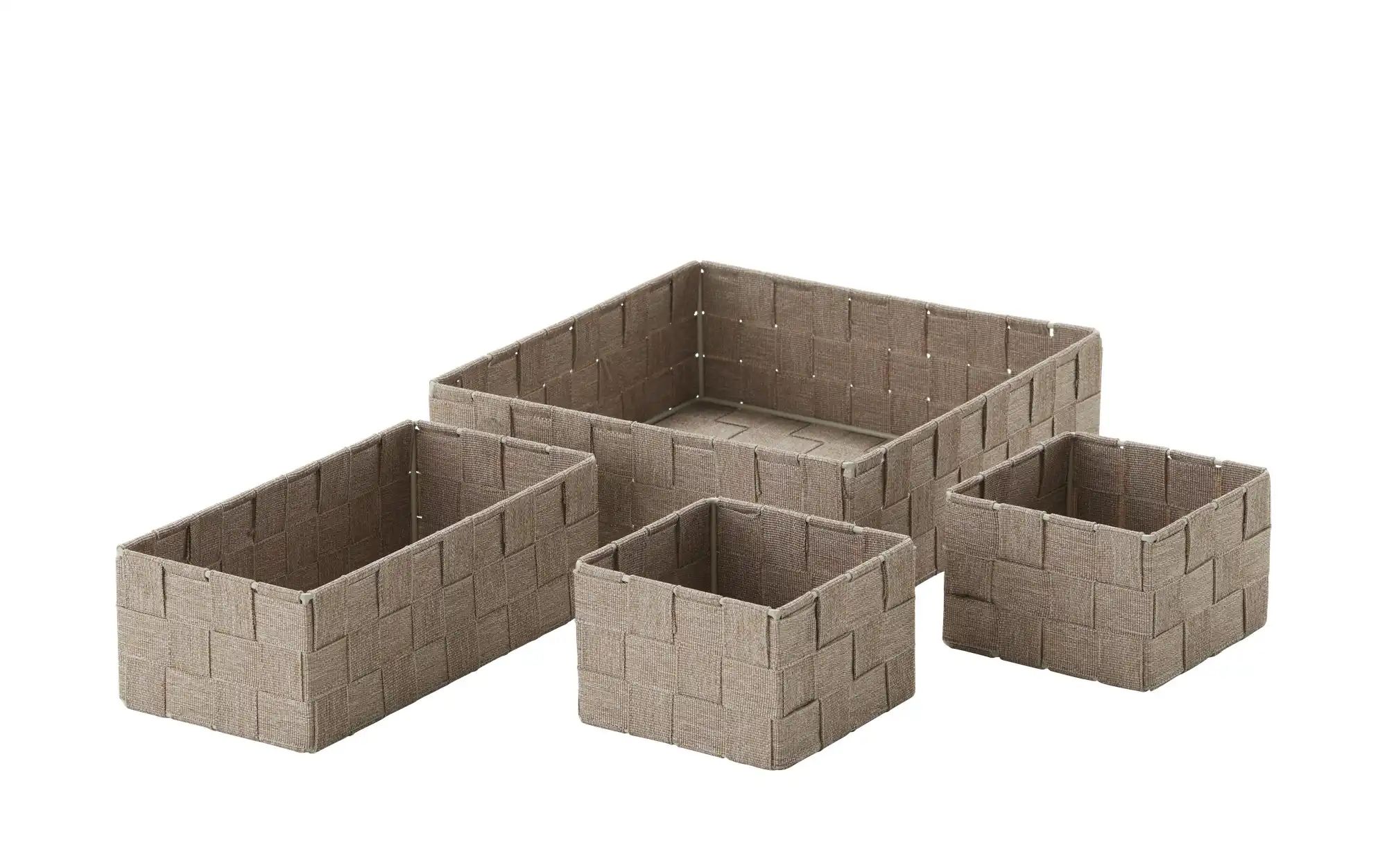 HOME STORY Aufbewahrungskorb  4er-Set   ¦ braun ¦ Polyester,Metall ¦ Maße ( günstig online kaufen