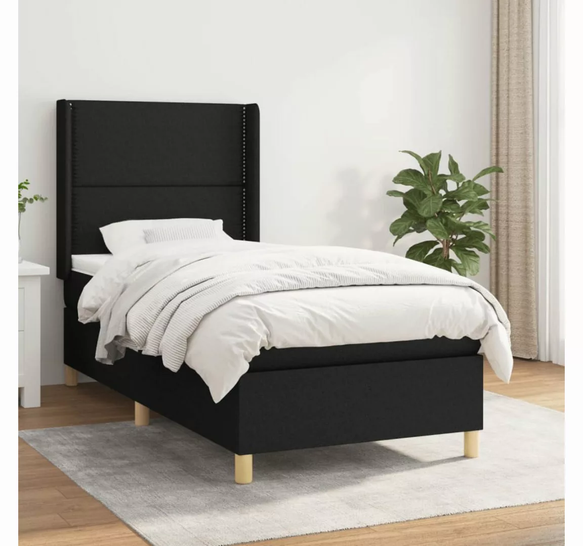 vidaXL Boxspringbett Boxspringbett mit Matratze Schwarz 80x200 cm Stoff Bet günstig online kaufen