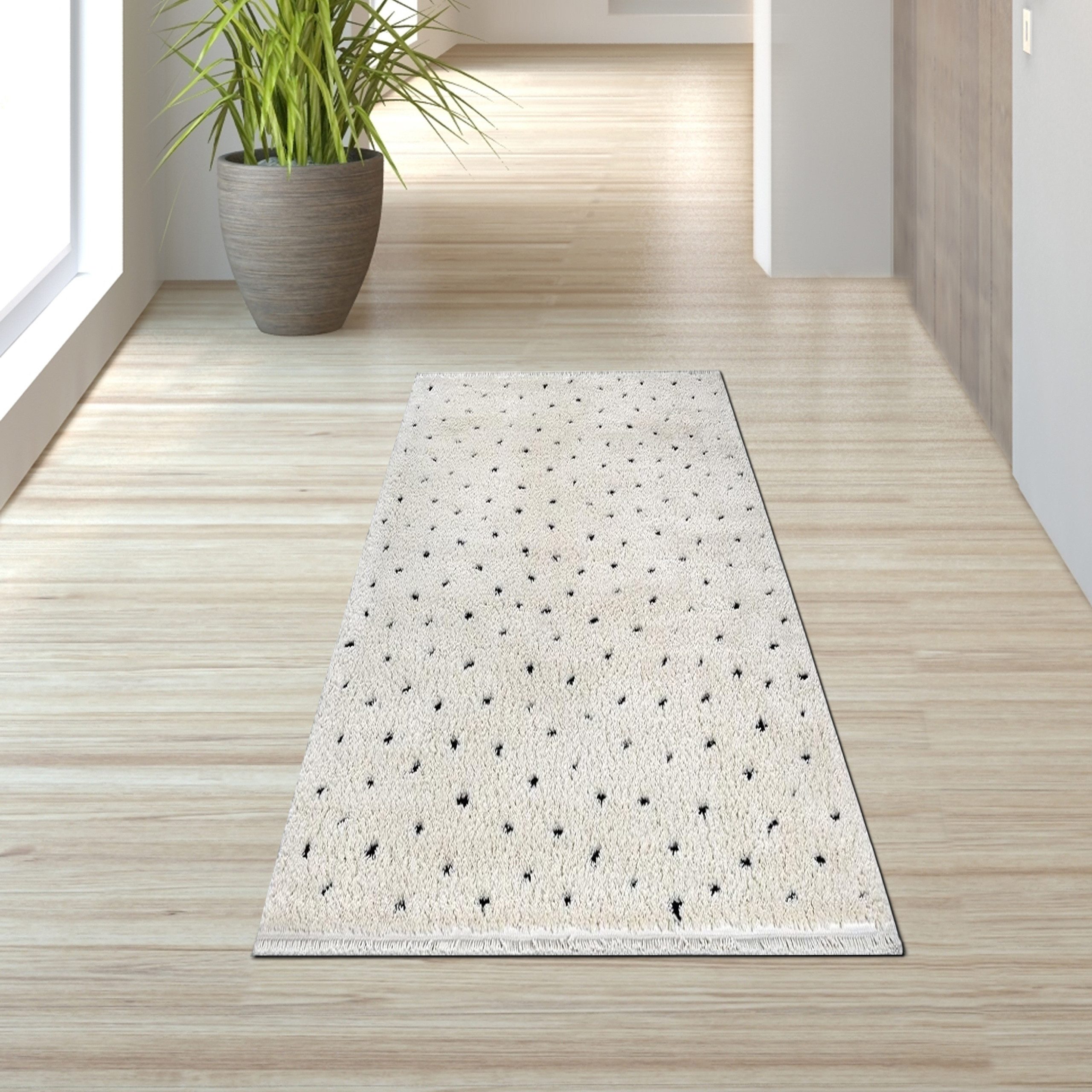 TeppichHome24 Teppich Teppich gepunktet Creme Wohnzimmer günstig online kaufen