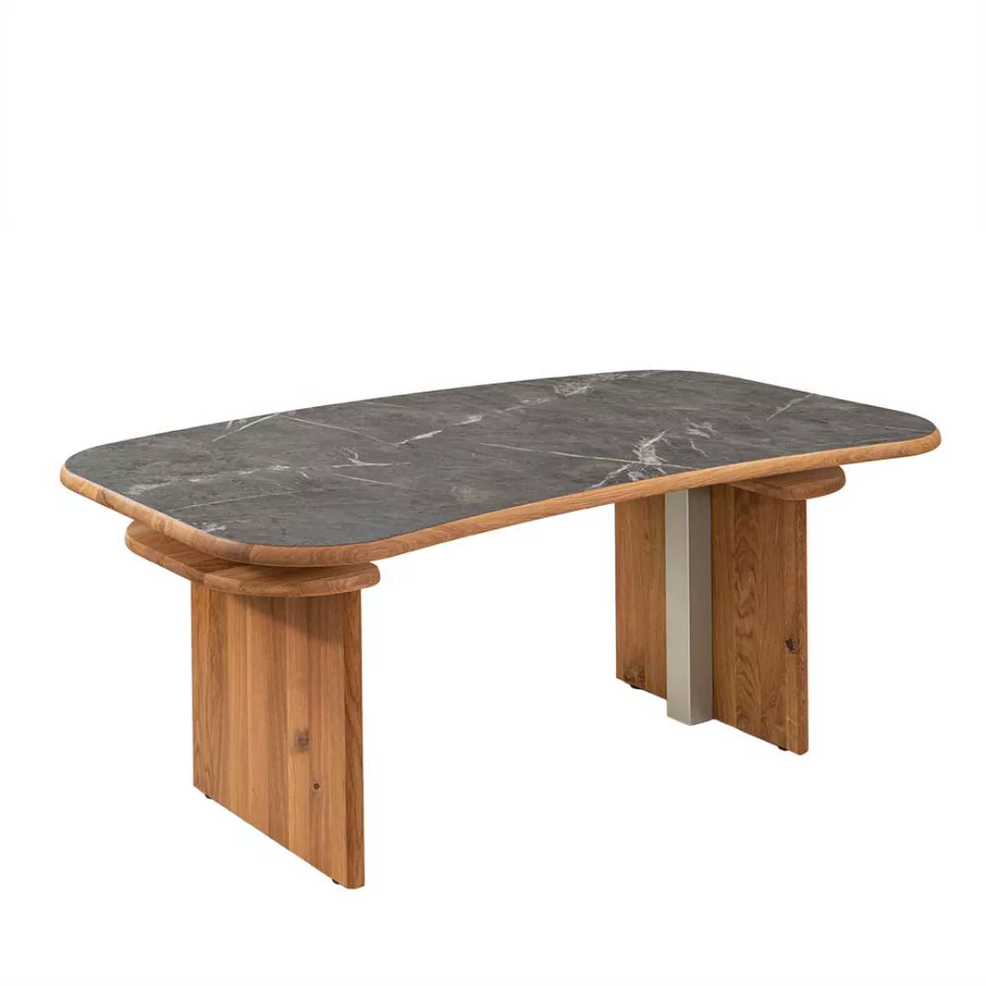 Design Tisch höhenverstellbar Tischplatte in Marmor Optik günstig online kaufen